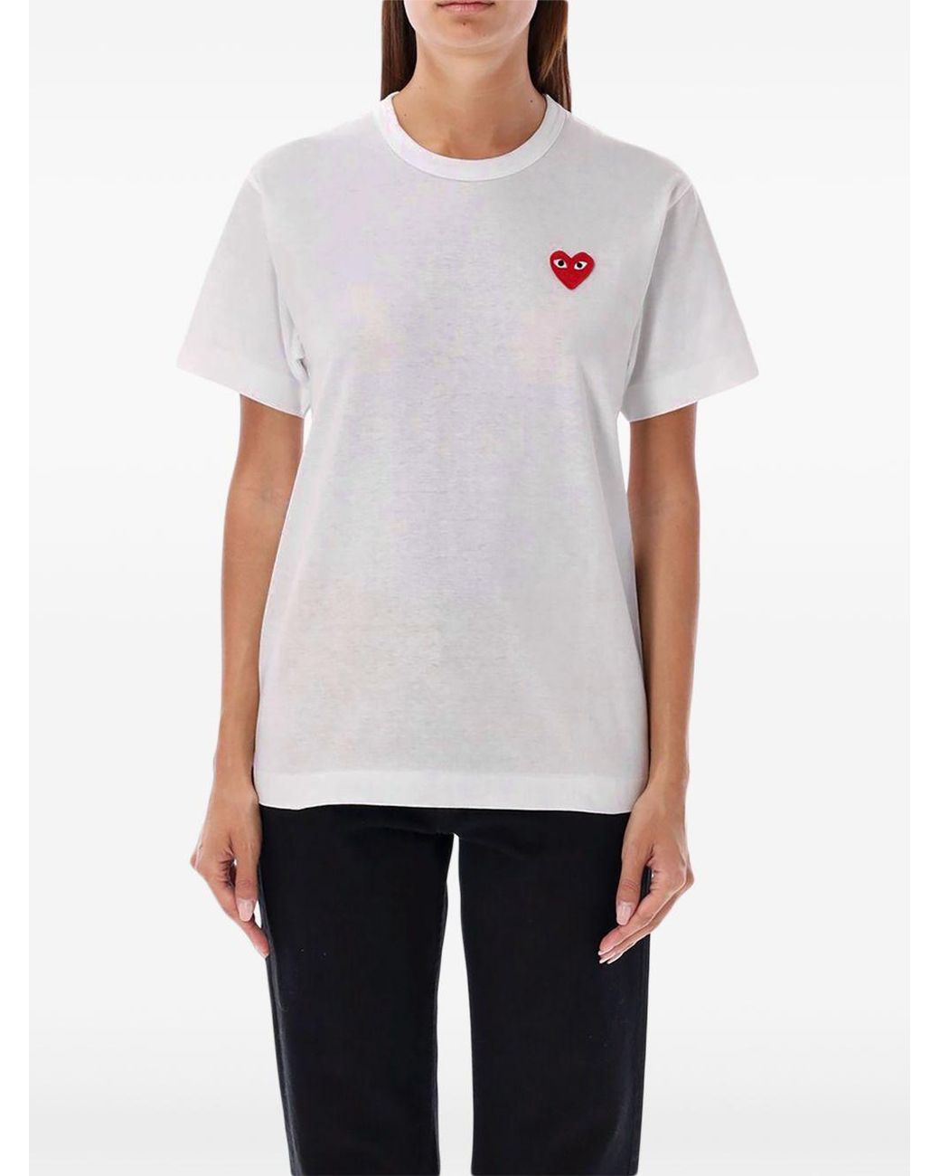 Comme des Garçons White Heart Cotton T Shirt