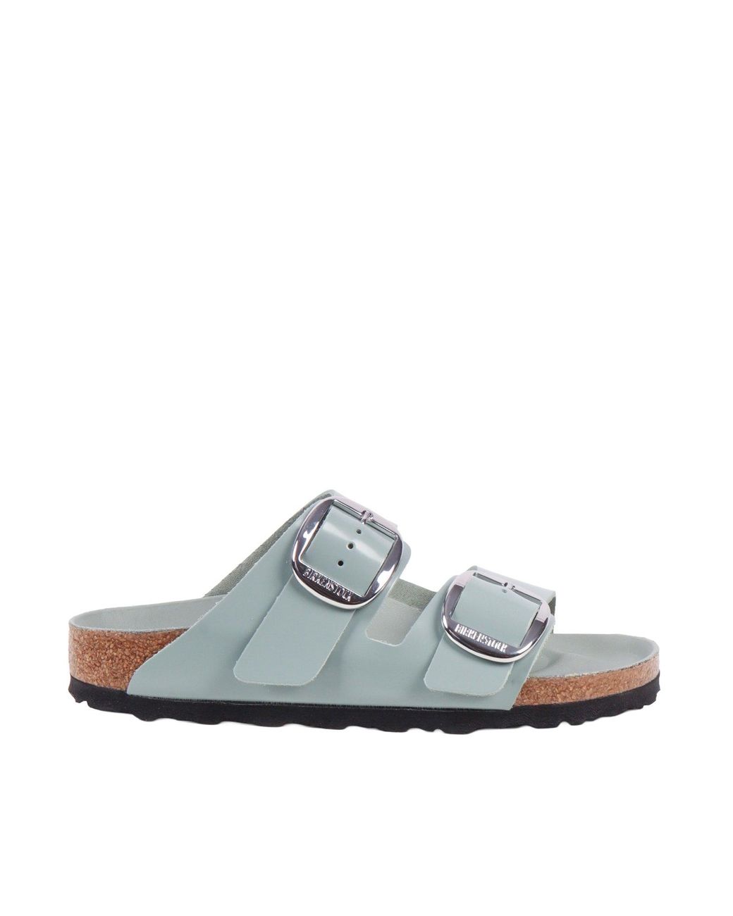 Birkenstock White Arizona Big Buckle Hex Shine Pure Sage,Natural Lea, S