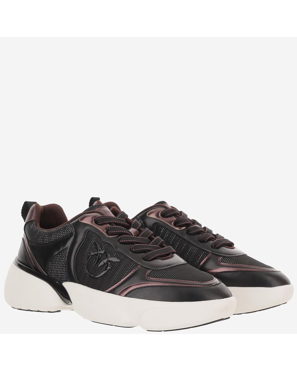 Pinko Black Alba Leather-Blend Laminated Sneakers