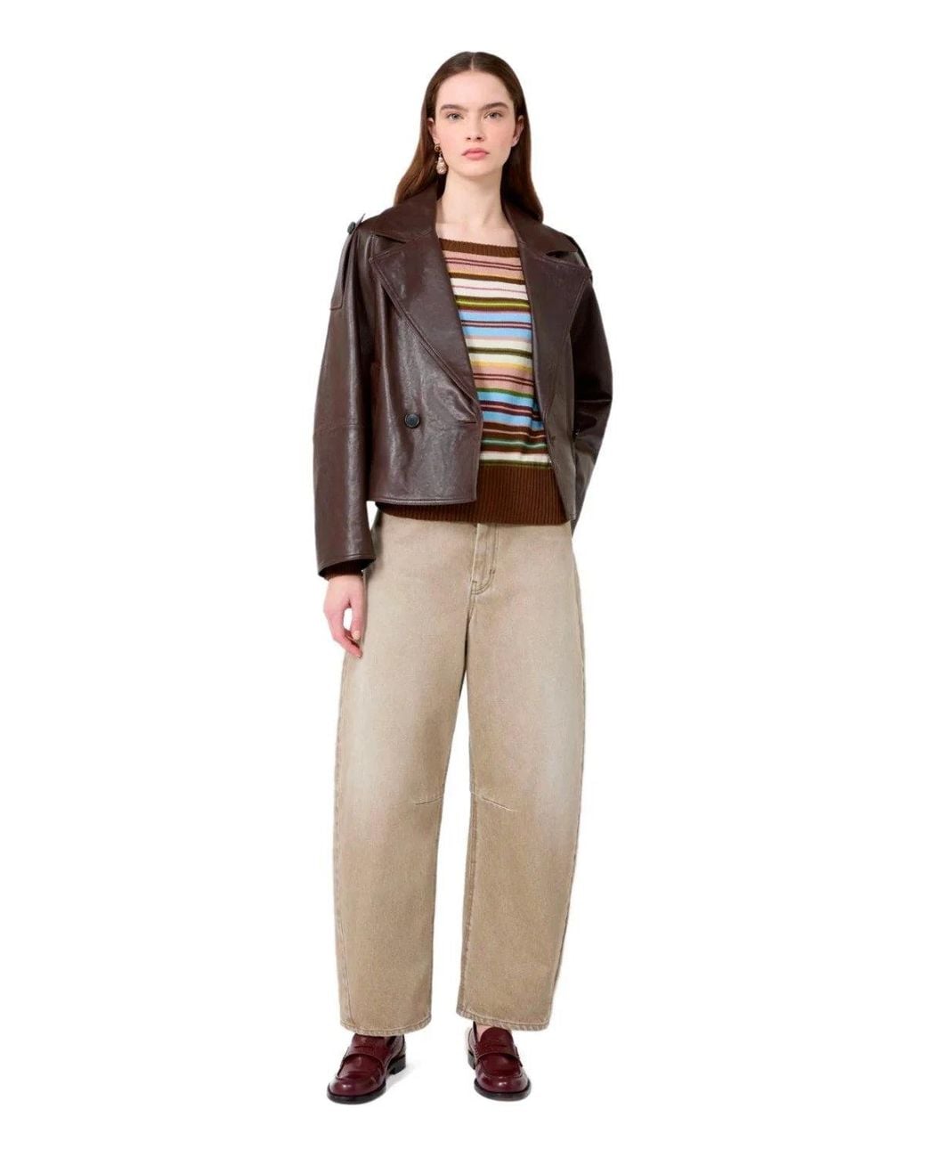 Weekend by Maxmara Brown Felino Leather Jacket
