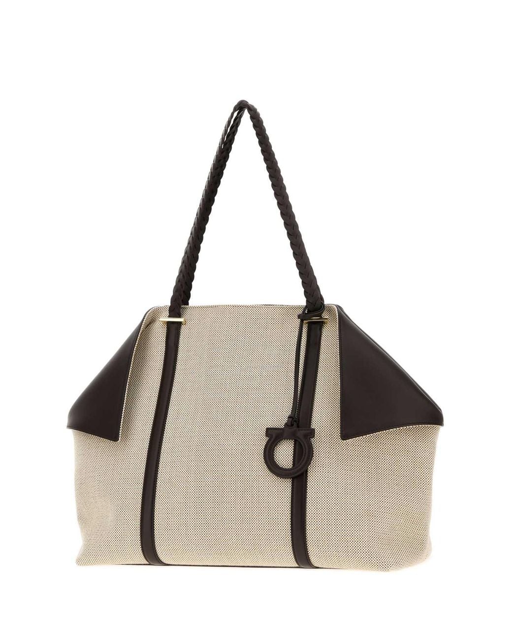 Ferragamo Natural Salvatore Canvas Scarf Shopping Bag