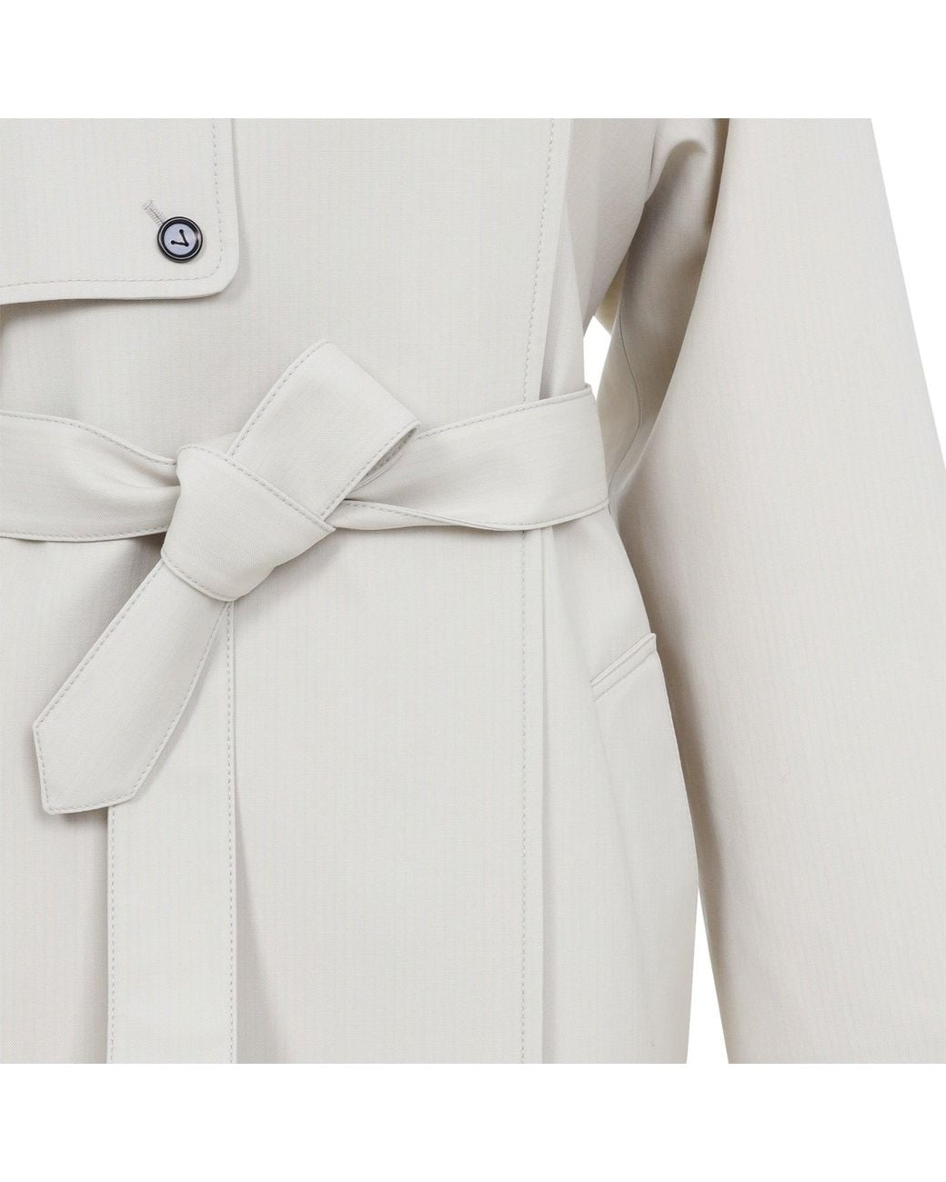 Bottega Veneta White Wool Cotton Striped Coat