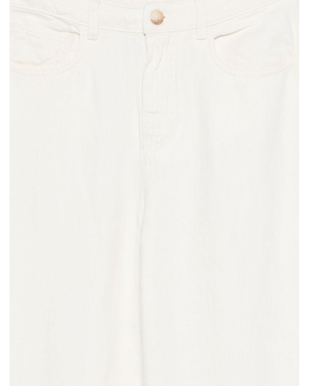 Emporio Armani White Linen Blend Trousers