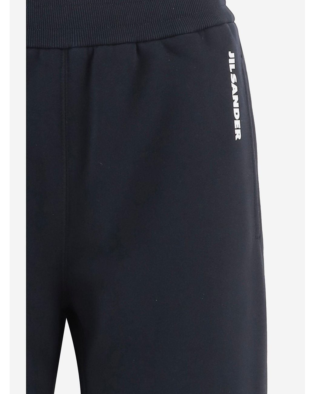 Jil Sander Blue Cotton Pants With Logo