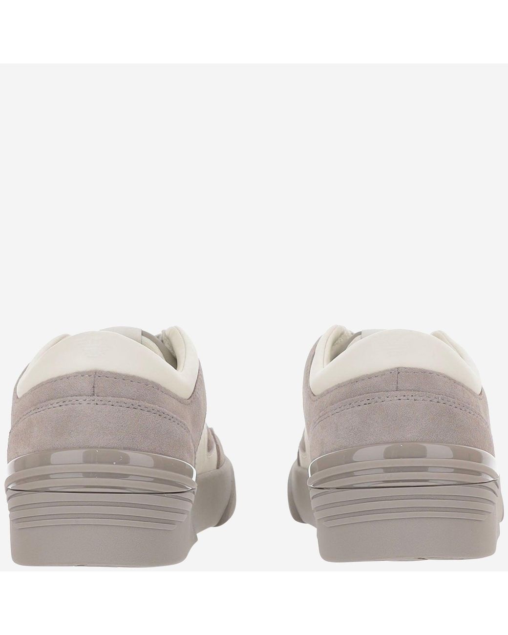 EA7 Gray Leather Sneakers With Side Logo