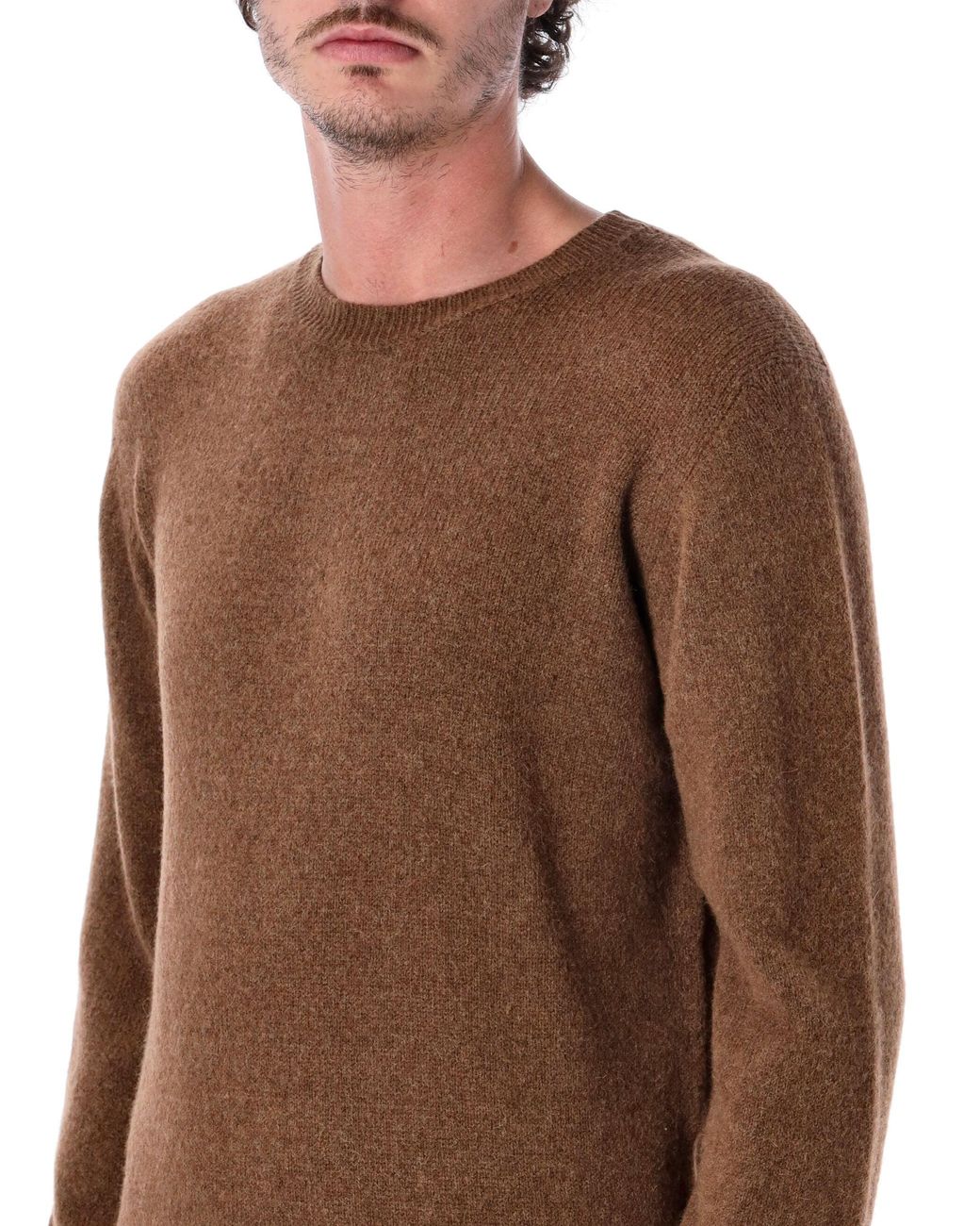 Roberto Collina Brown Fw26 Textured Crewneck Sweater for men