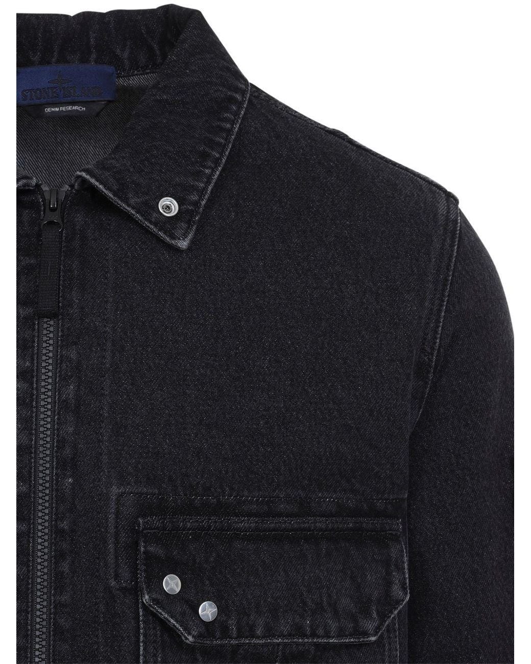 Stone Island Blue Denim Cotton Shirt