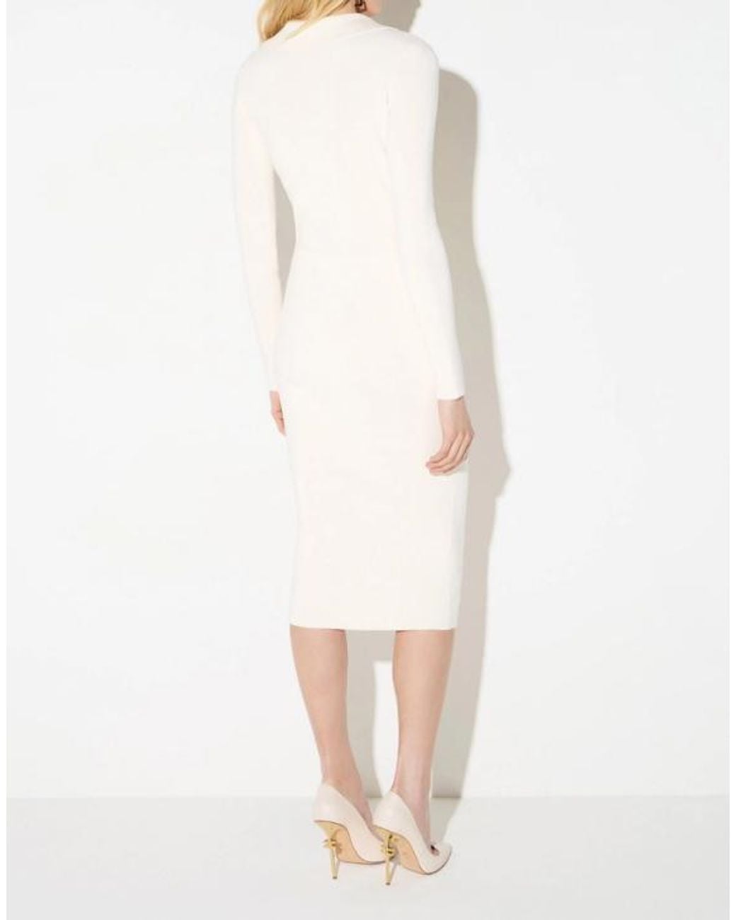 Elisabetta Franchi White Knit Dress With Jeweled Chains