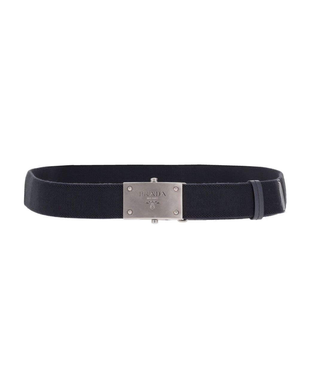 Prada Gray Logo Buckle Belt