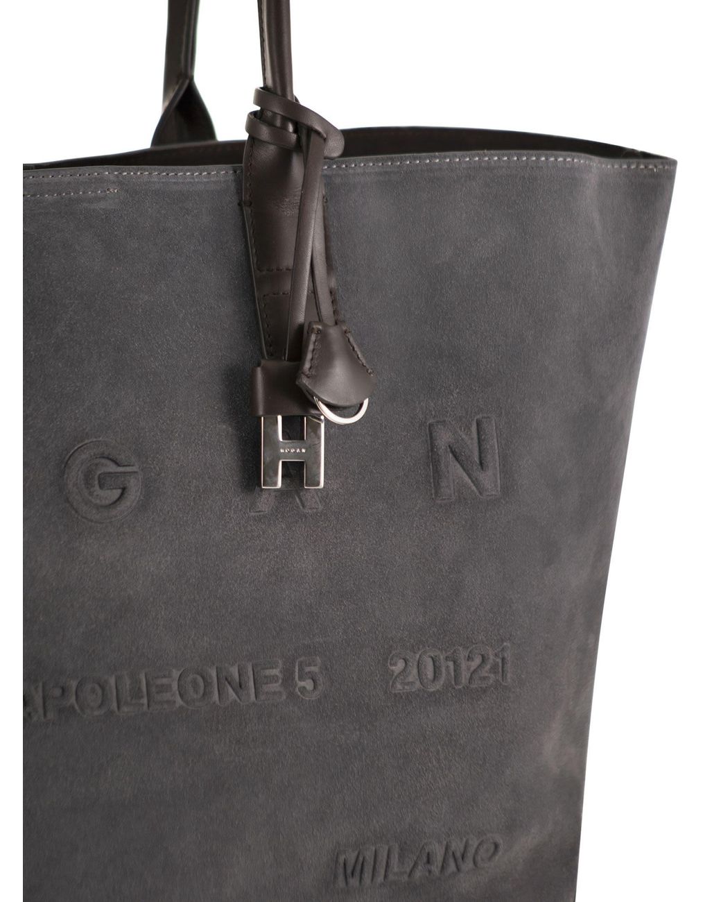 Hogan Black Suede Shopping Bag With Embossed Logo