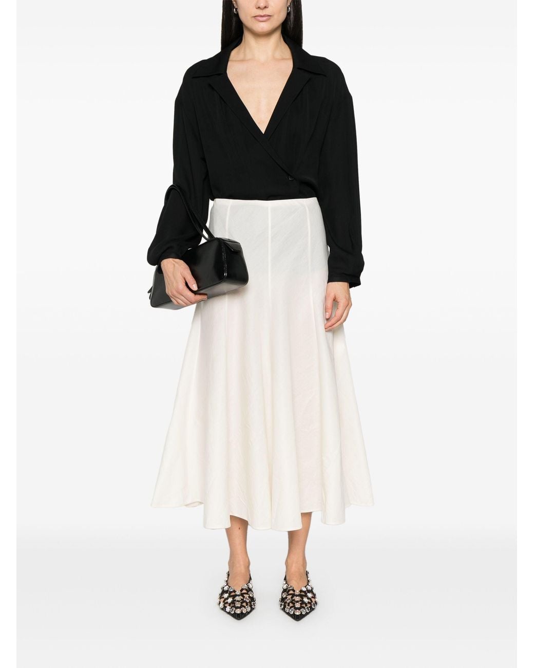 Khaite White Silk And Cotton Organza Skirt