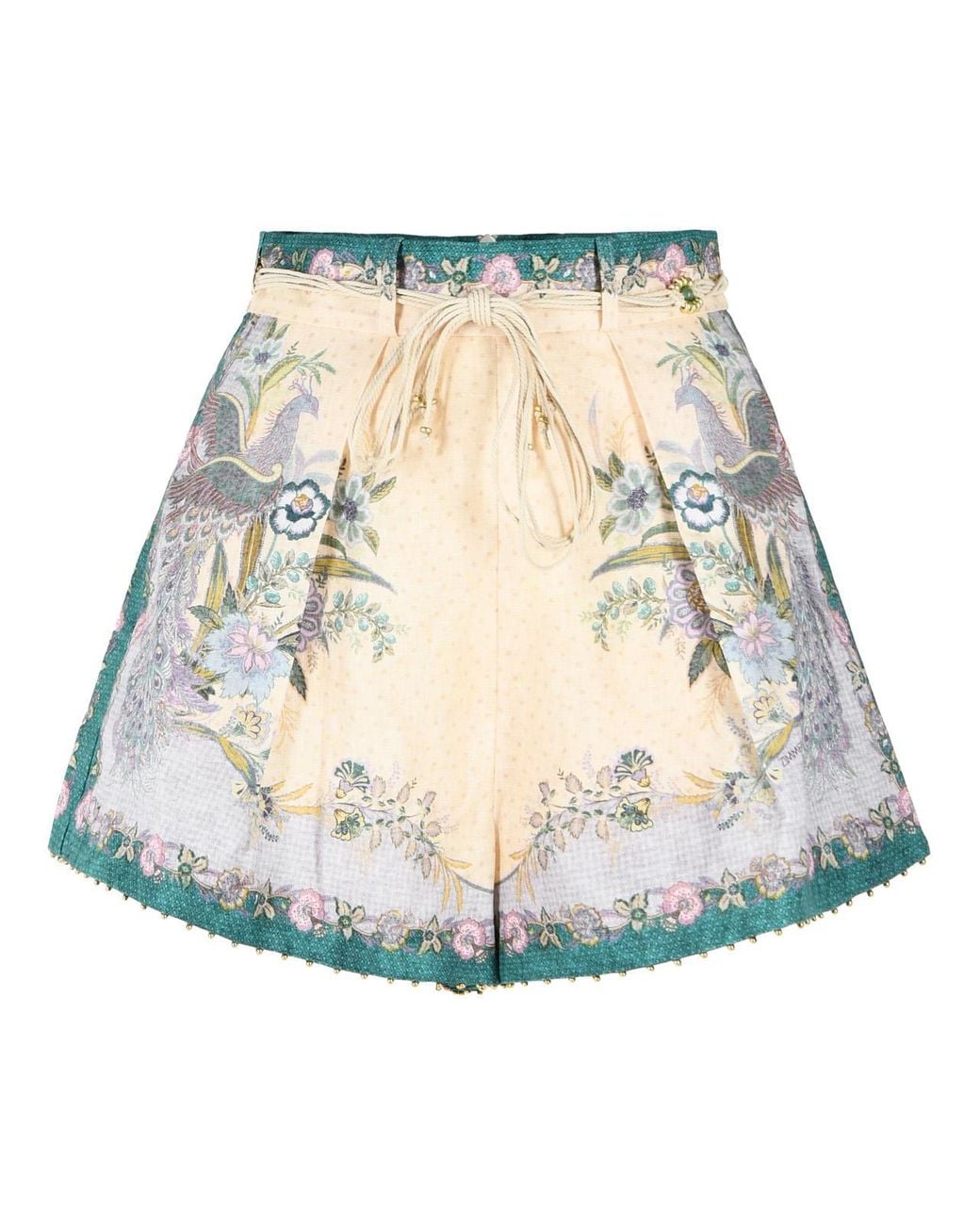 Zimmermann Natural 'Indra Tuck' Linen Shorts