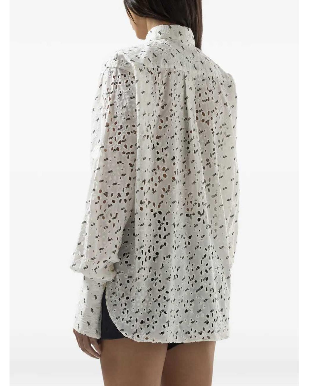 Gcds White Hemd Mit Blumenstickerei