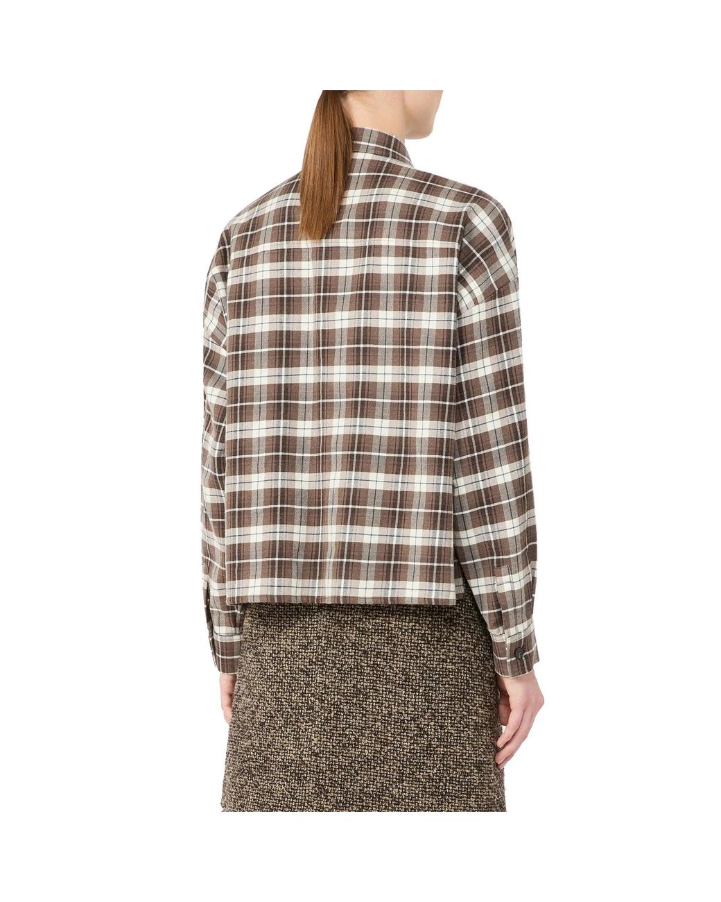 Weekend by Maxmara Gray Weekend Plaid Flannel Shirt