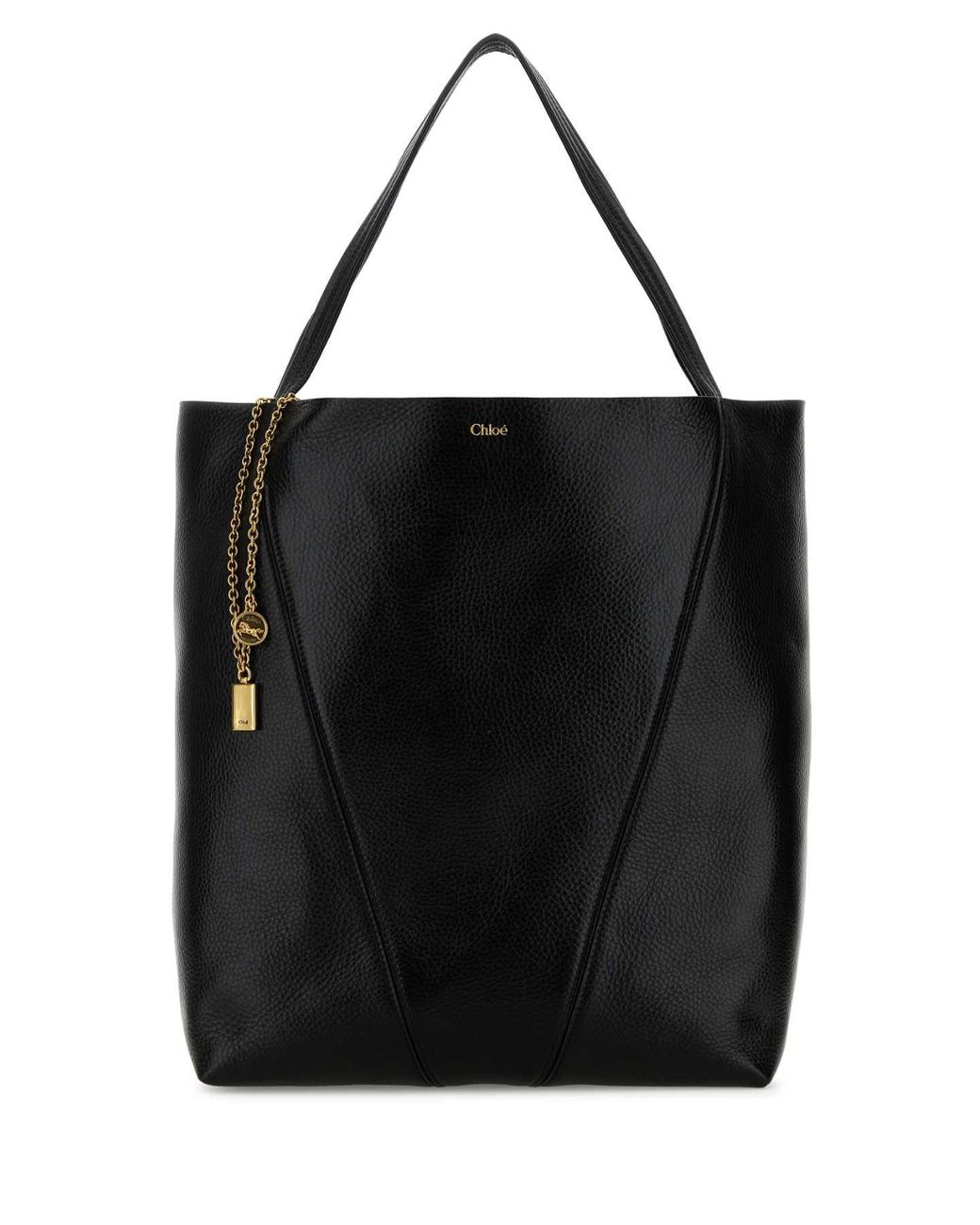Chloé Black Leather Large Spin Shopping Bag