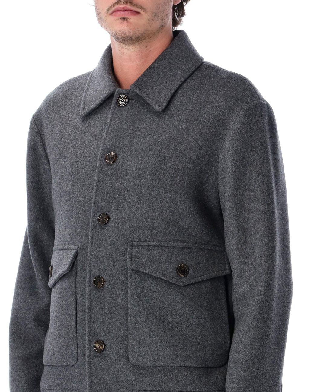 Valentino Garavani Gray Wool And Cashmere Shirt Jacket
