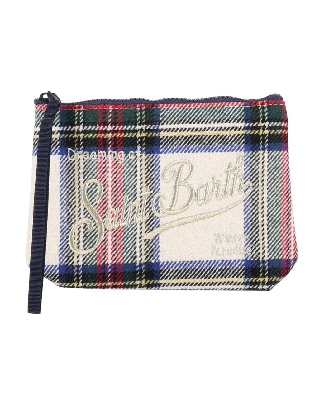 Mc2 Saint Barth Blue Aline Wool Tartan 10 Or Emb