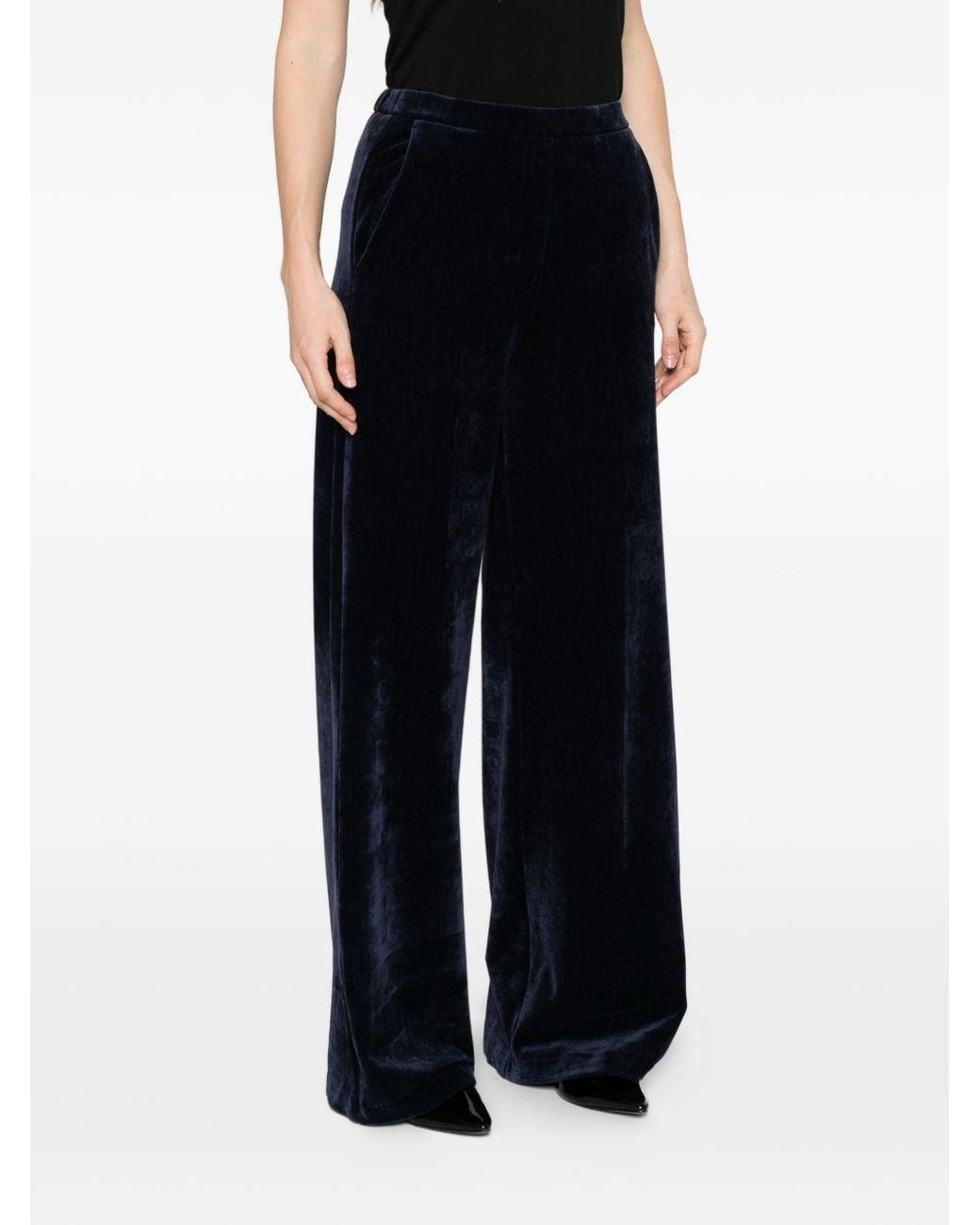 Forte_forte Blue Velvet High-Waisted Trousers
