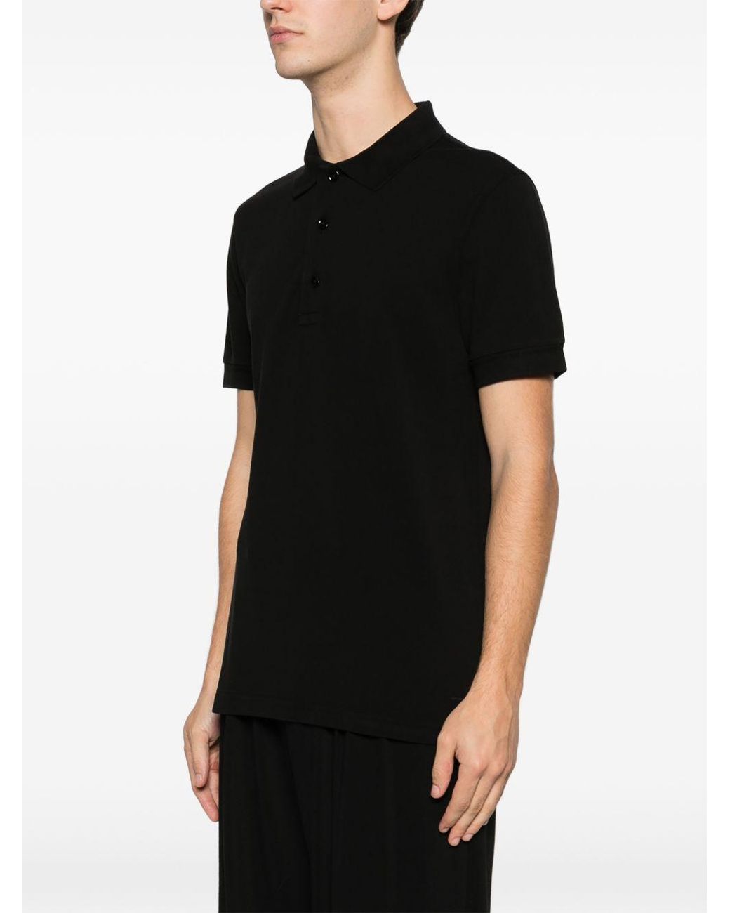 Tom Ford Black Cotton Blend Polo Shirt