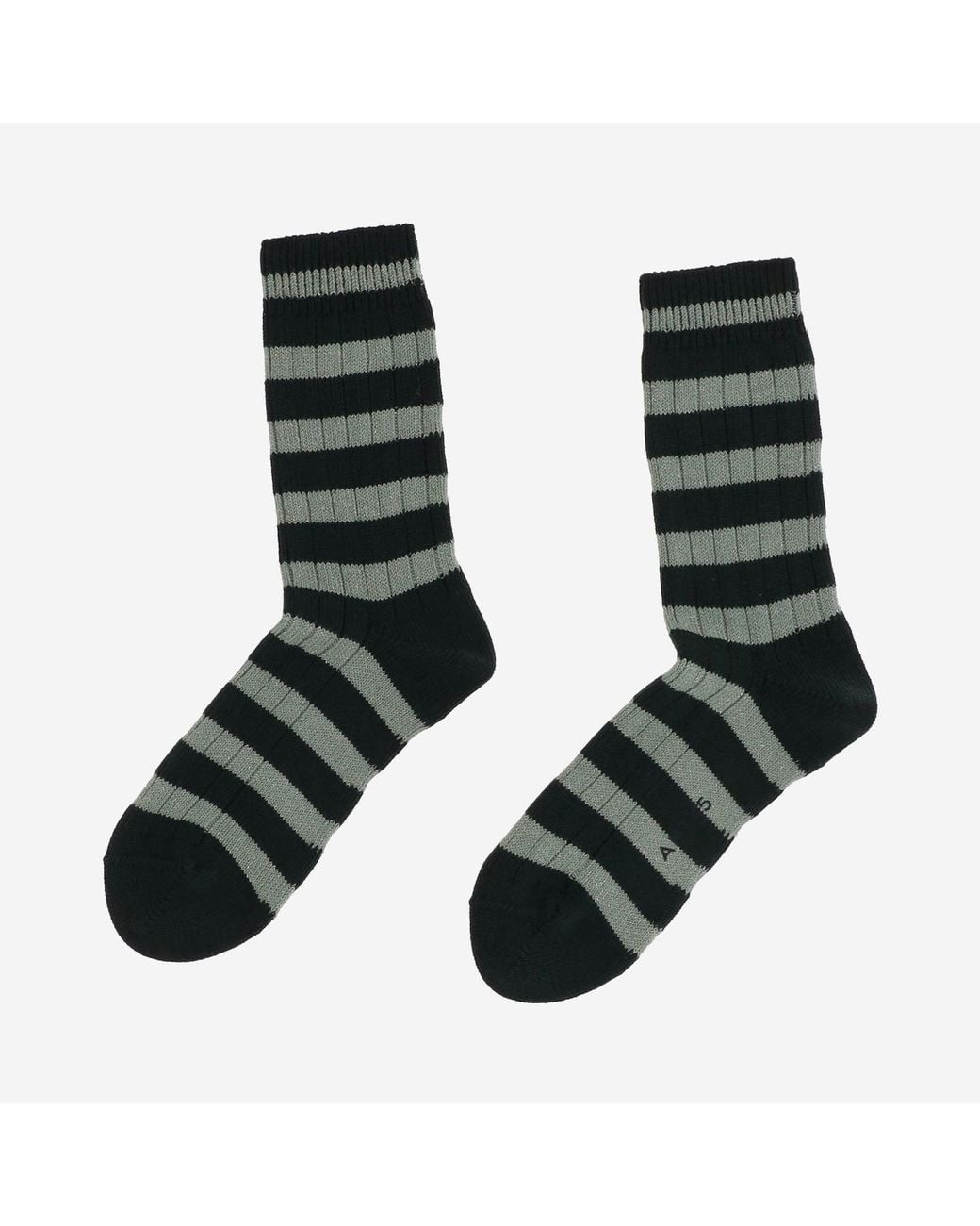 ANT45 Green Stretch Cotton Blend Socks With A Striped Pattern
