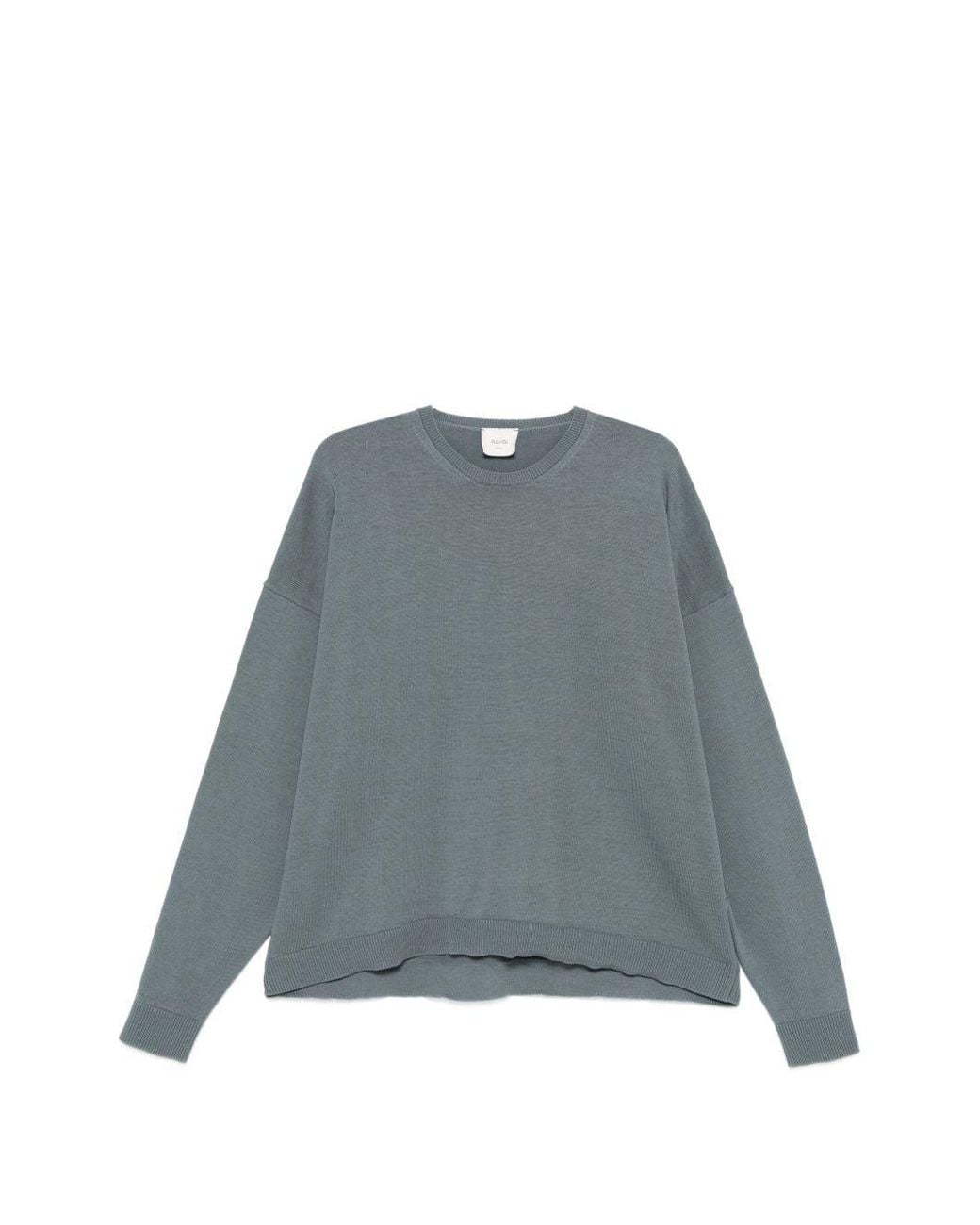 Alysi Gray Cotton Crewneck Sweater