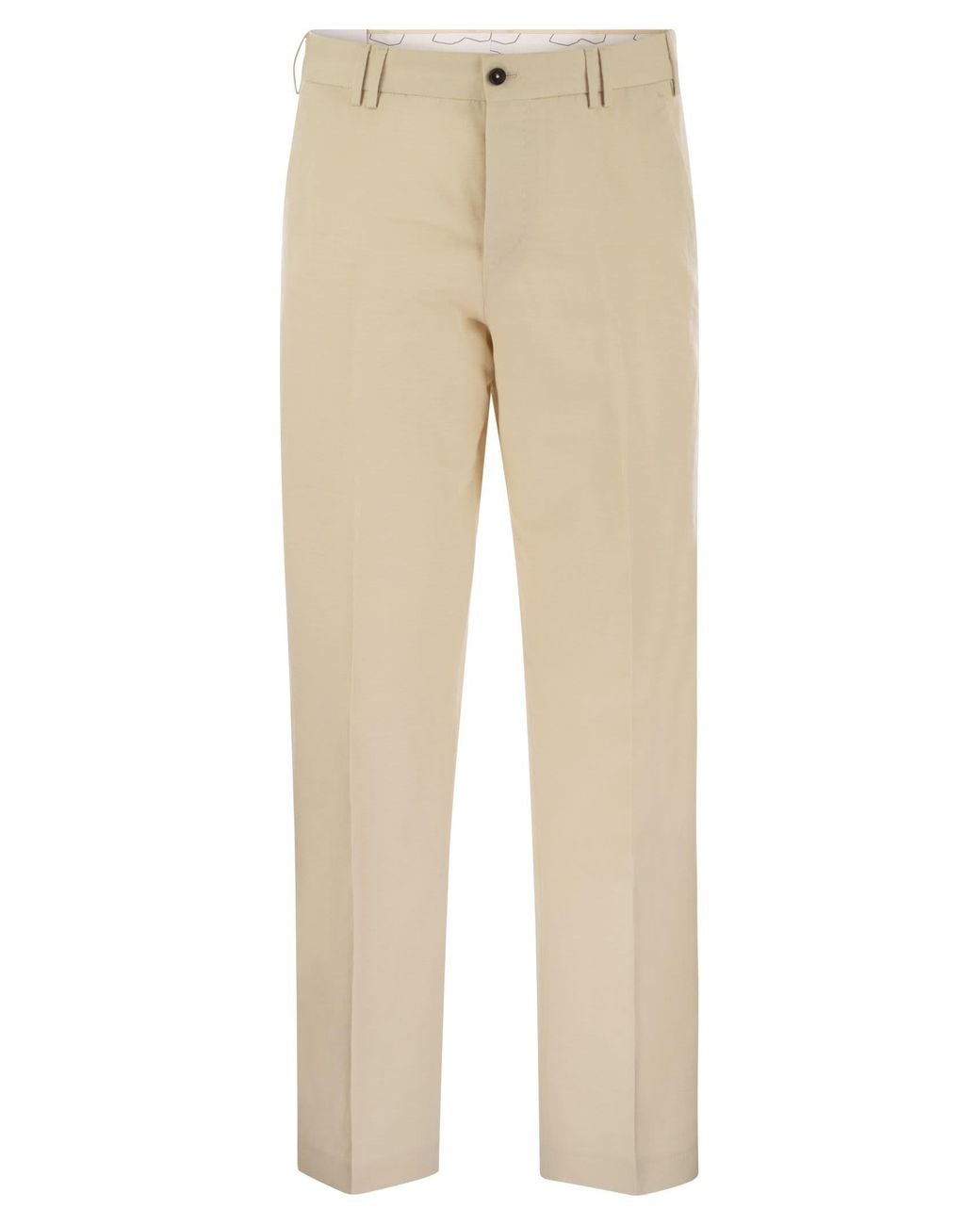 PT Torino Natural Michael Straight Leg Cotton Linen Trousers for men