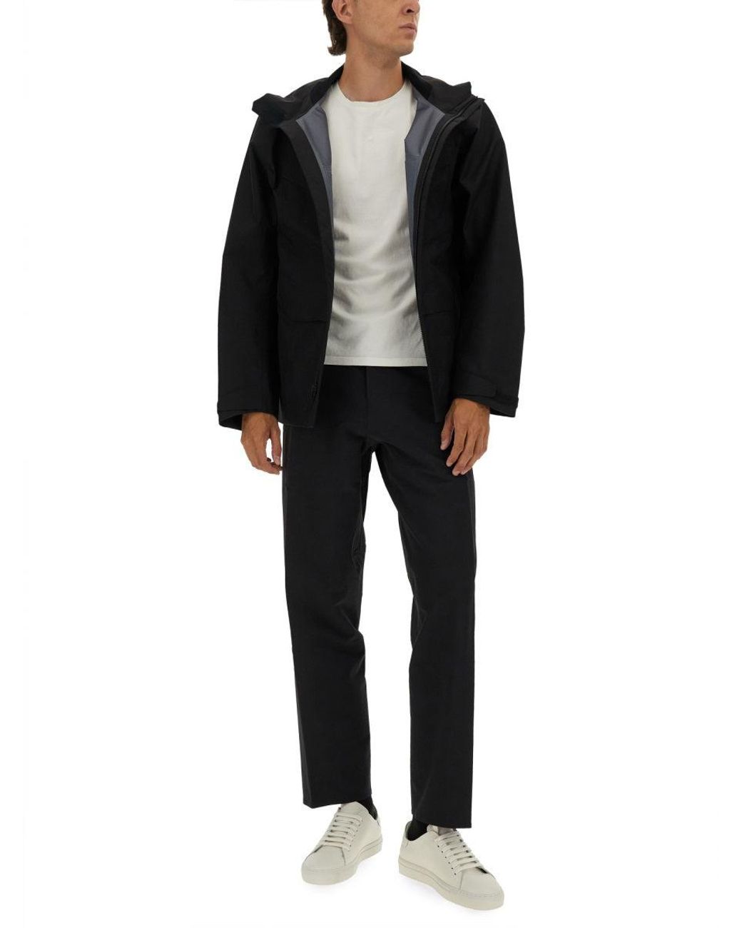 Veilance Black Jacket With Foldable Hood