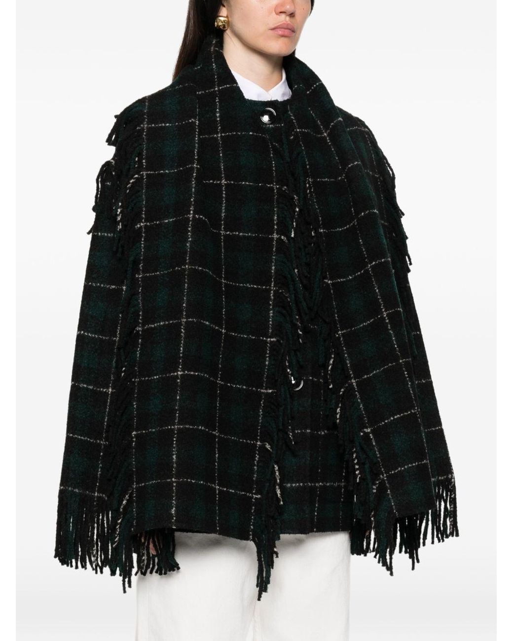 Totême Black Wool Fringed Scarf Jacket