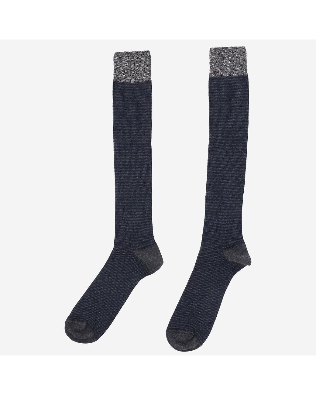 ANT45 Blue Cotton Socks With Vertical Stripes