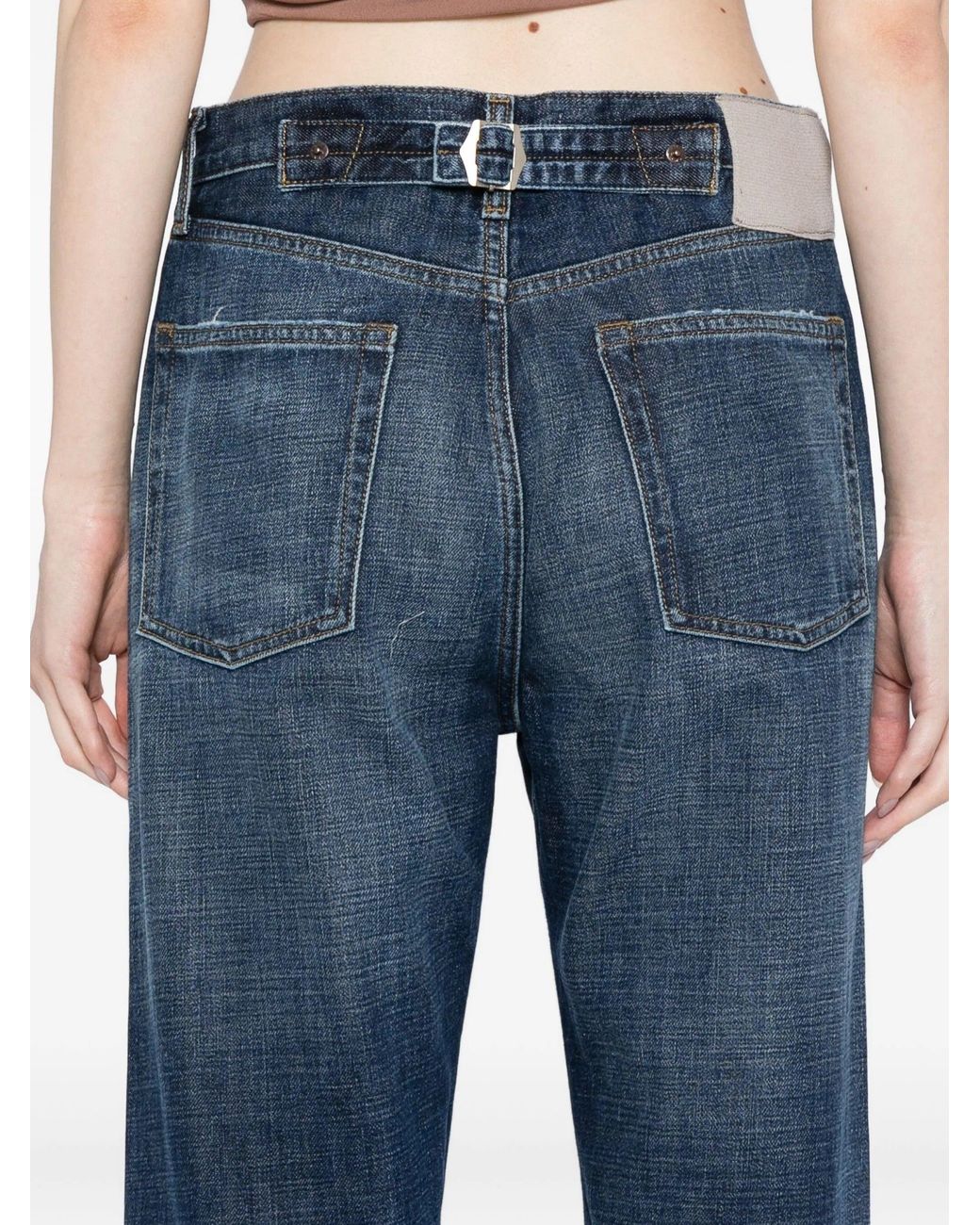 AYA MUSE Blue Straight Jeans With Buckle