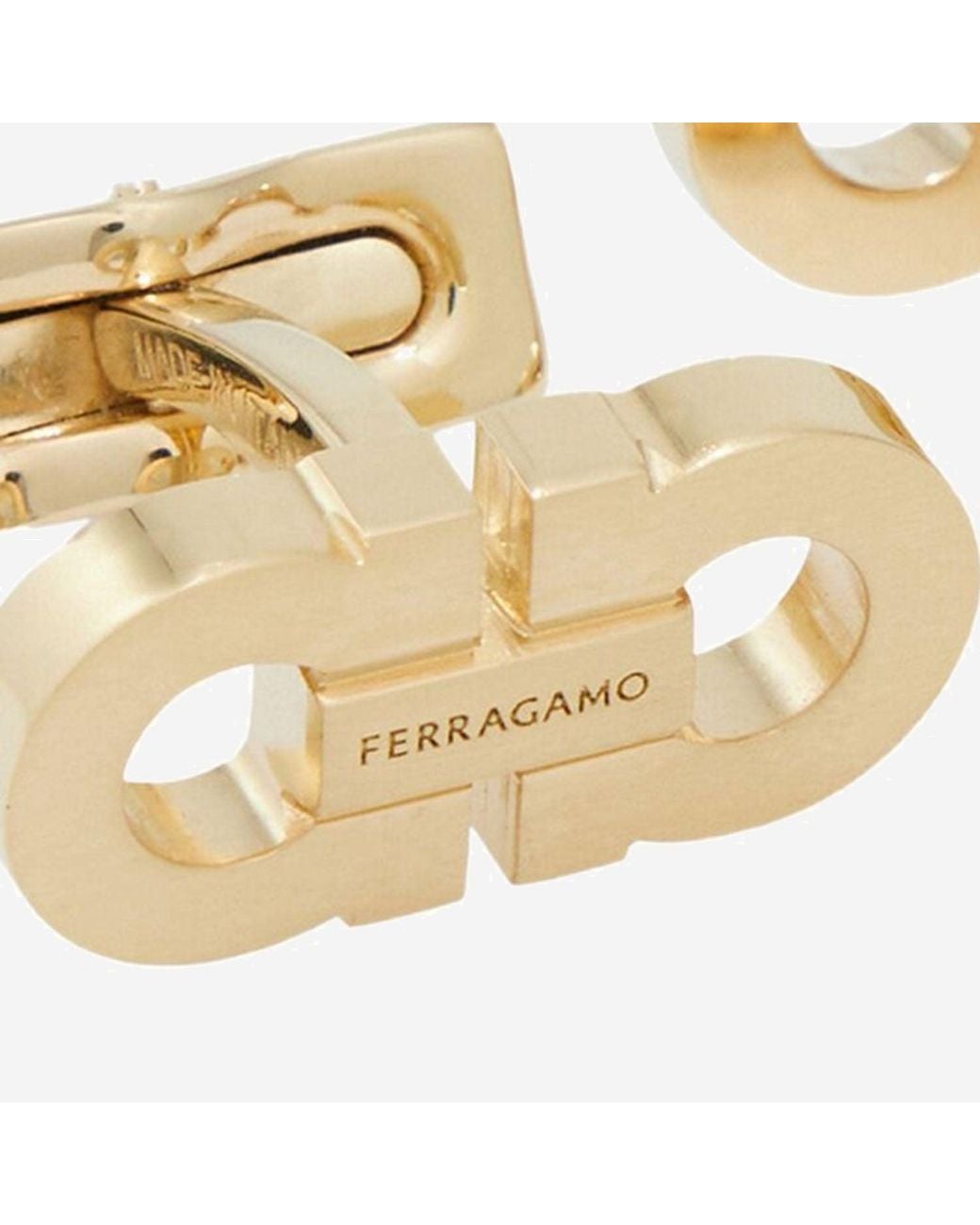 Ferragamo Metallic Brass Cufflinks With Engraved Logo Accessory for men