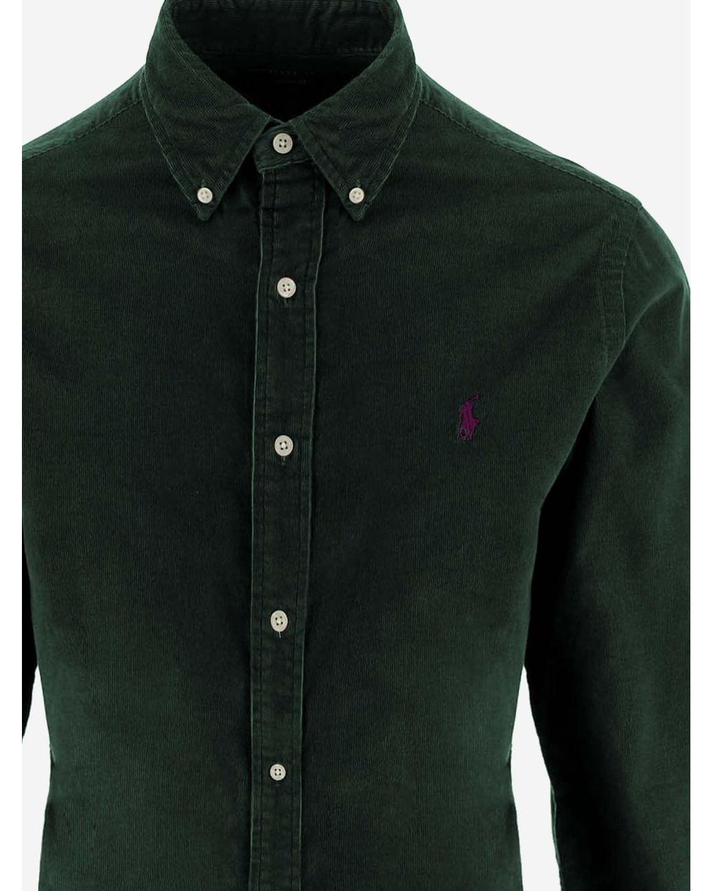 Polo Ralph Lauren Green Ribbed Velvet Shirt