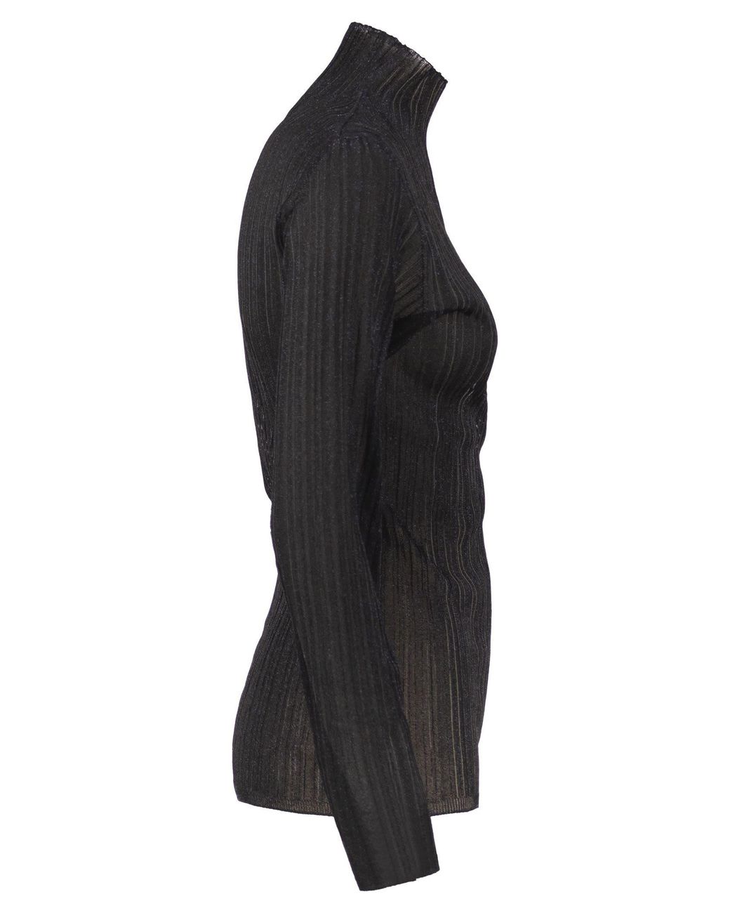 Fabiana Filippi Black Ribbed Lurex Turtleneck Sweater