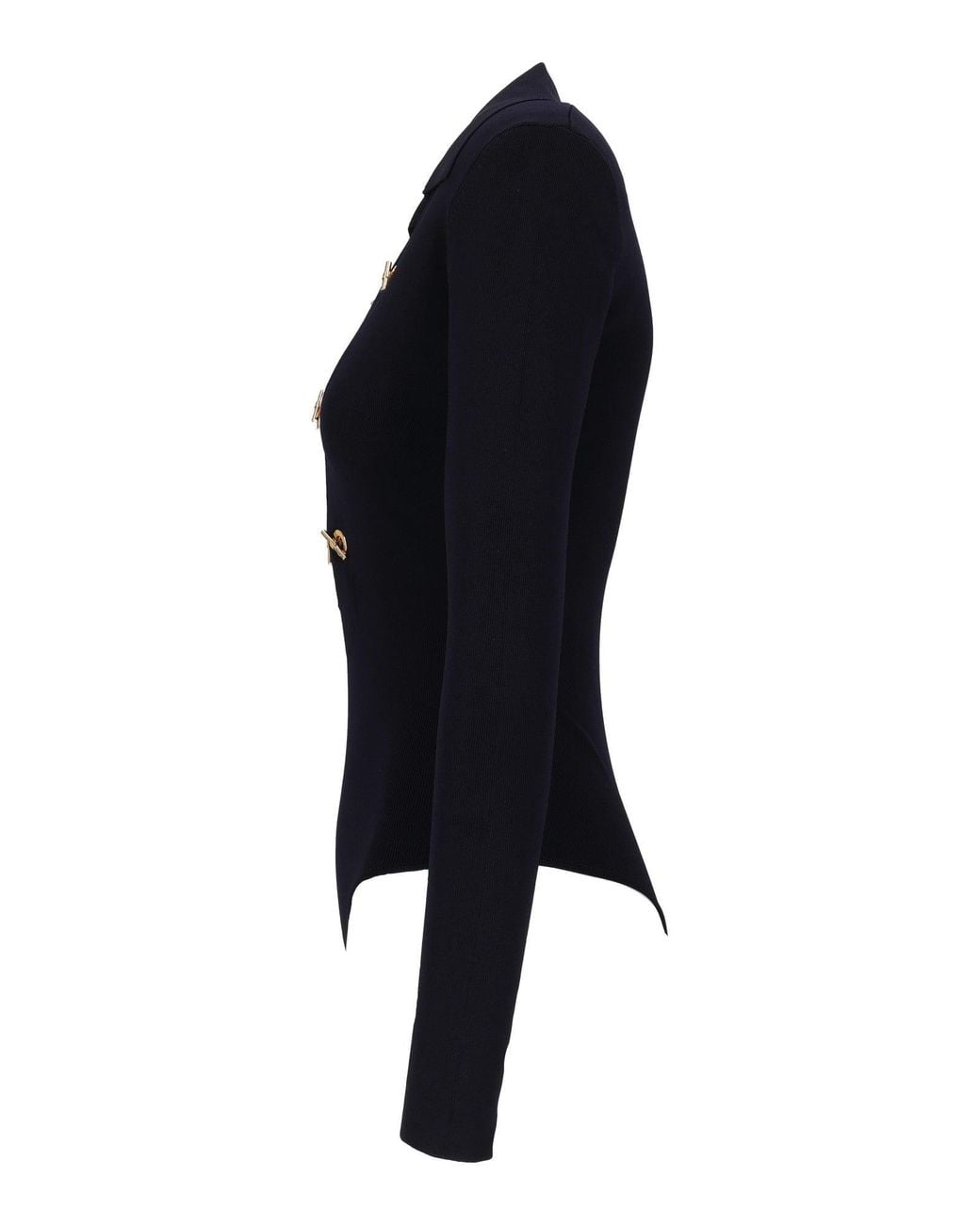 Elisabetta Franchi Black Knit Fitted Chain Bodysuit