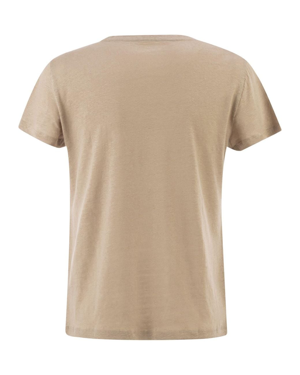 Majestic Natural Stretch Linen T-Shirt With Round Neckline