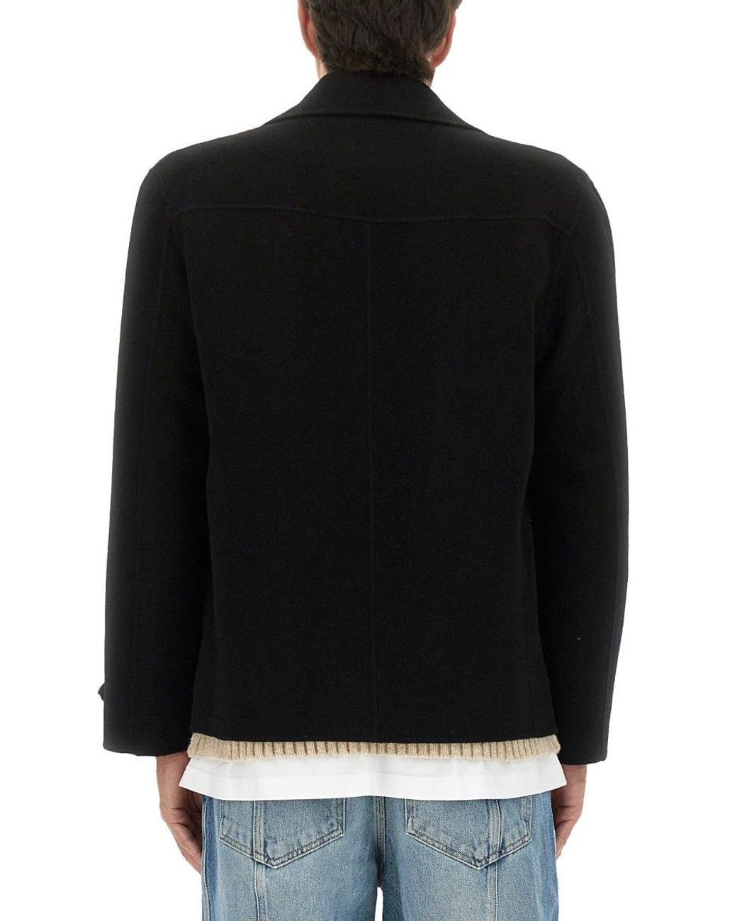 Moschino Black Double-Breasted Wool Jacket for men