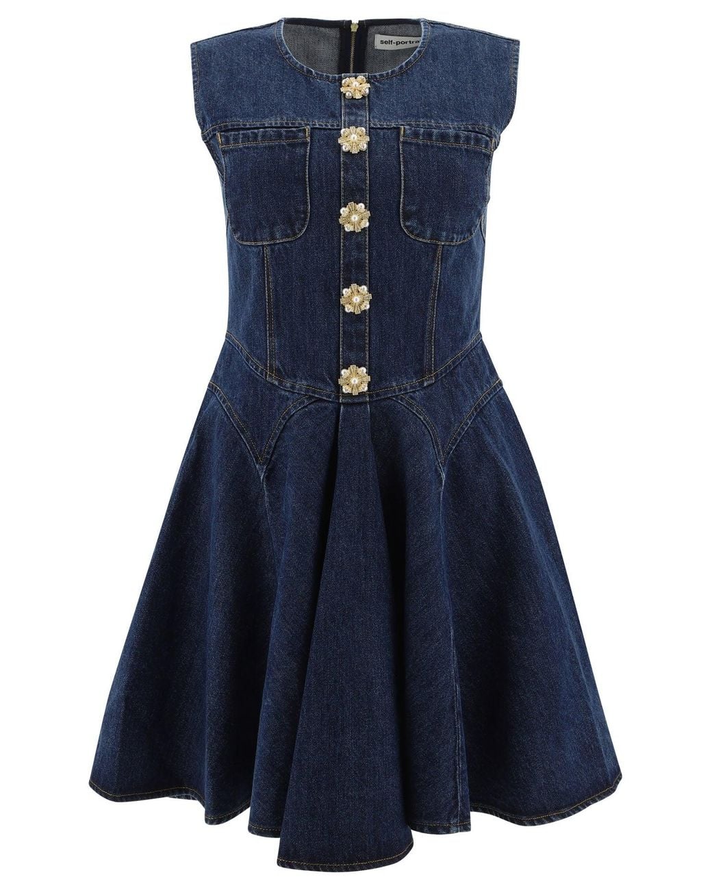 self-portrait denim skater mini dress Self-Portrait Denim Skater Mini Dress
