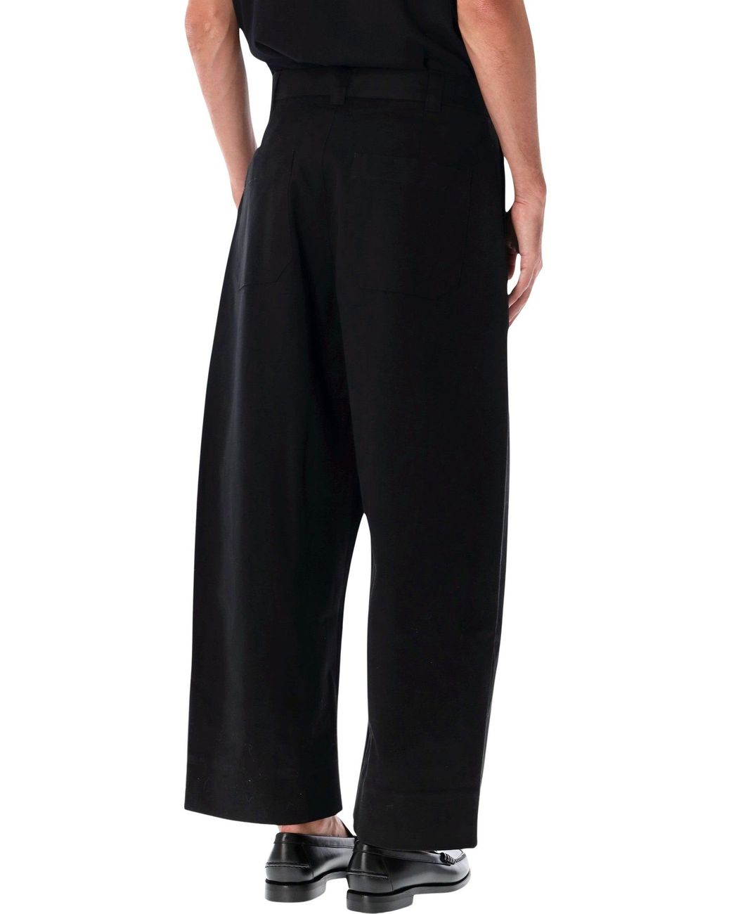 Studio Nicholson Black Pleated Wide-Leg Trousers for men