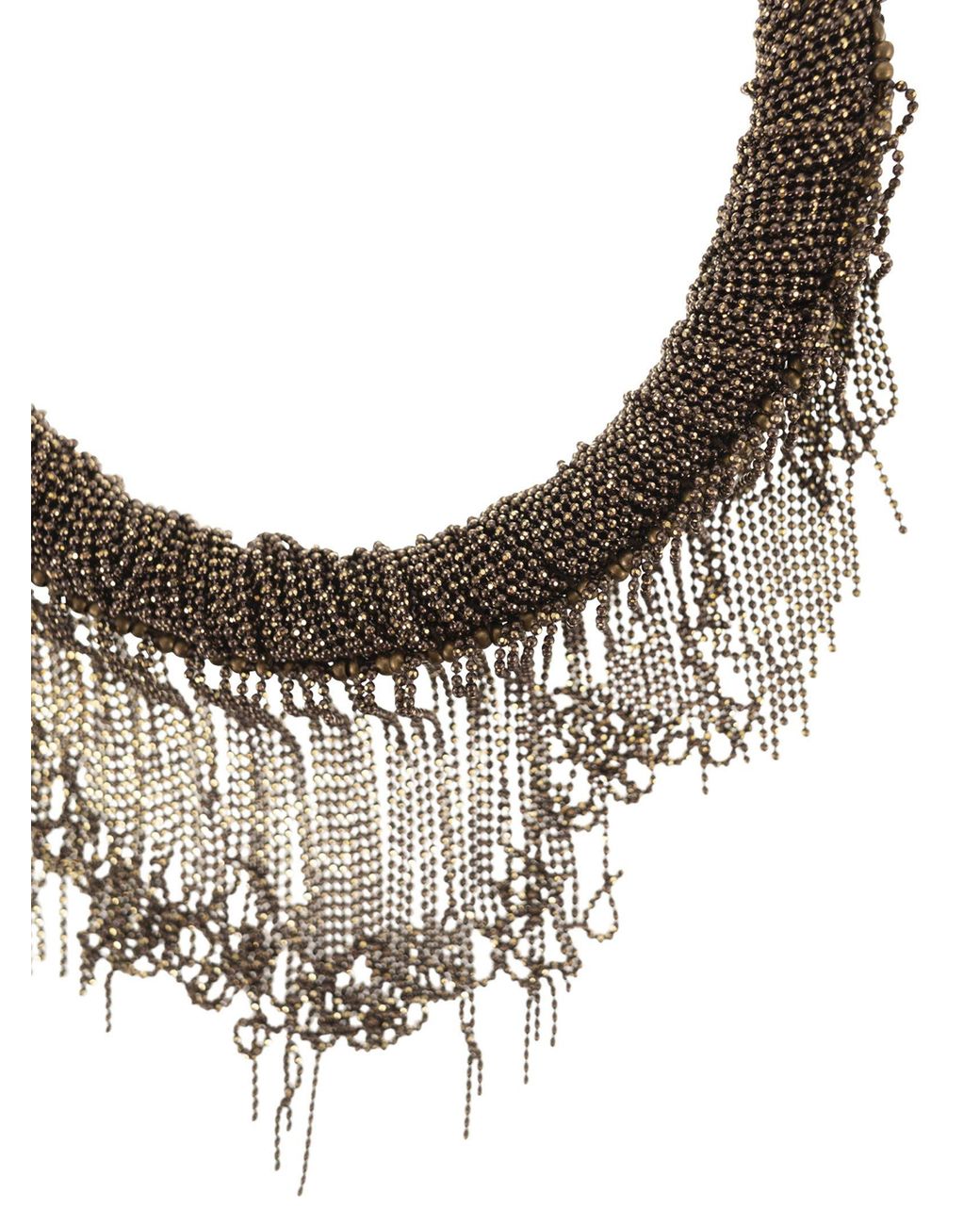 Fabiana Filippi Gray Multi-Strand Fringe Necklace With Burnished Finish