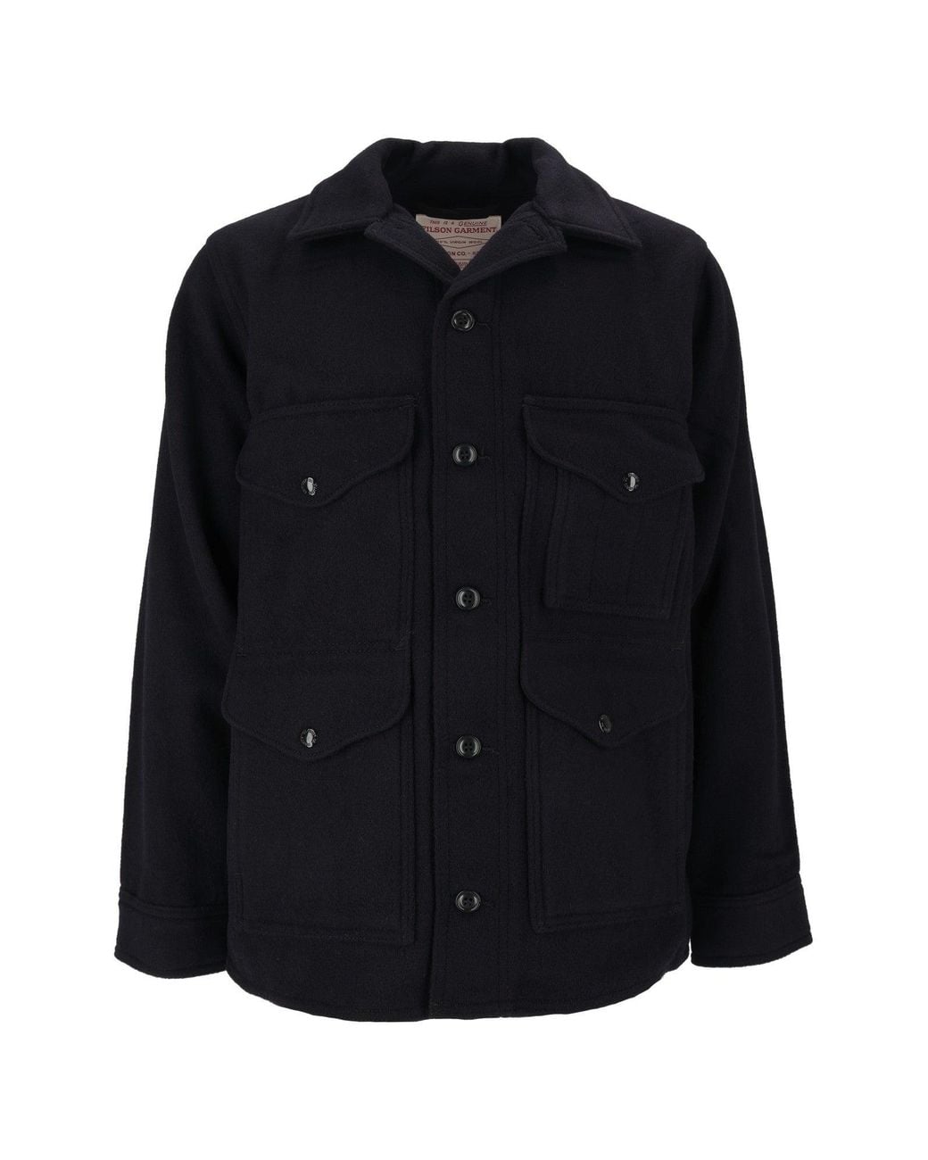 Filson Black Wool Mackinaw Cruiser Jacket