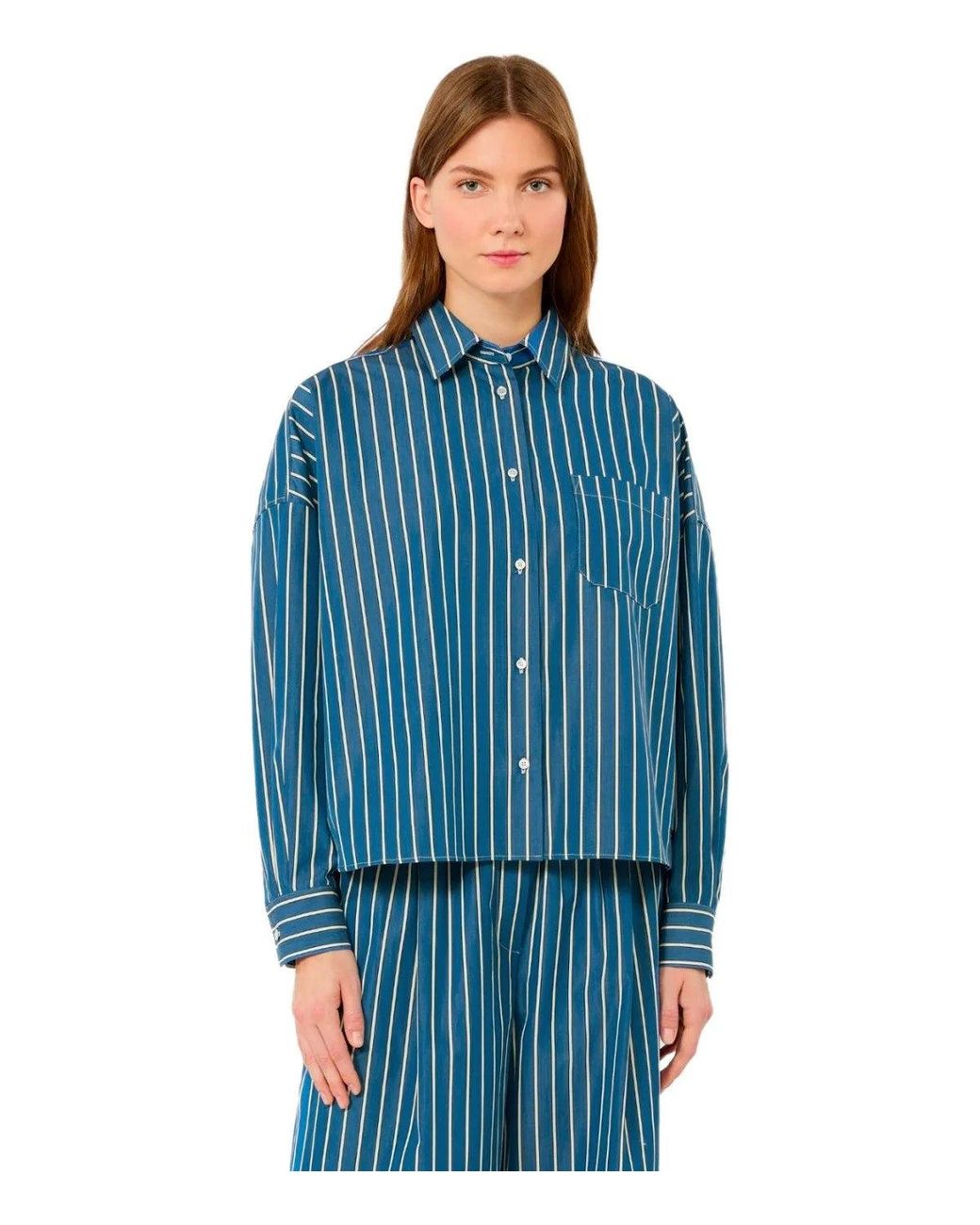 Weekend by Maxmara Blue Onore Striped Shirt
