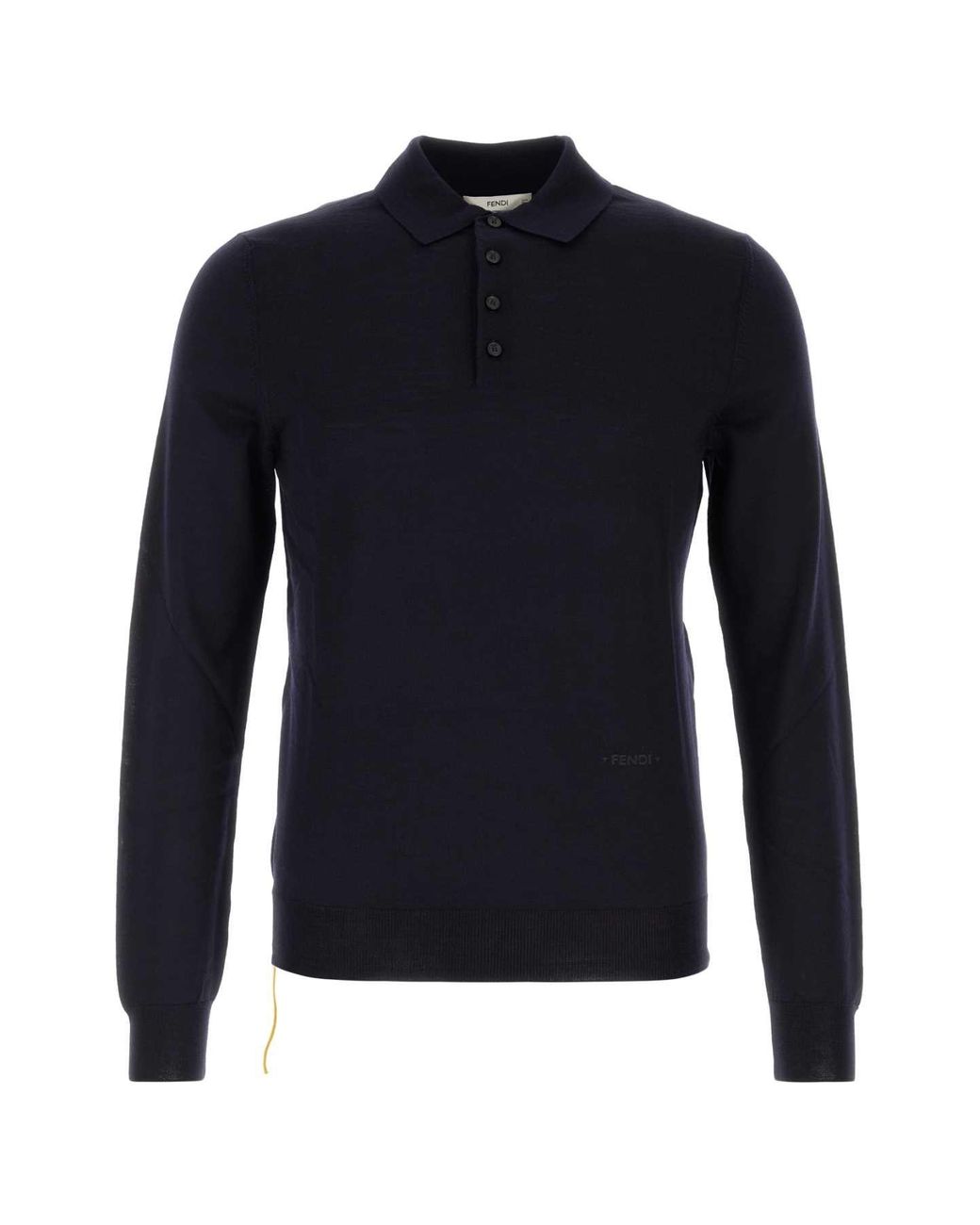 Fendi Blue Midnight Stretch Wool Polo Shirt