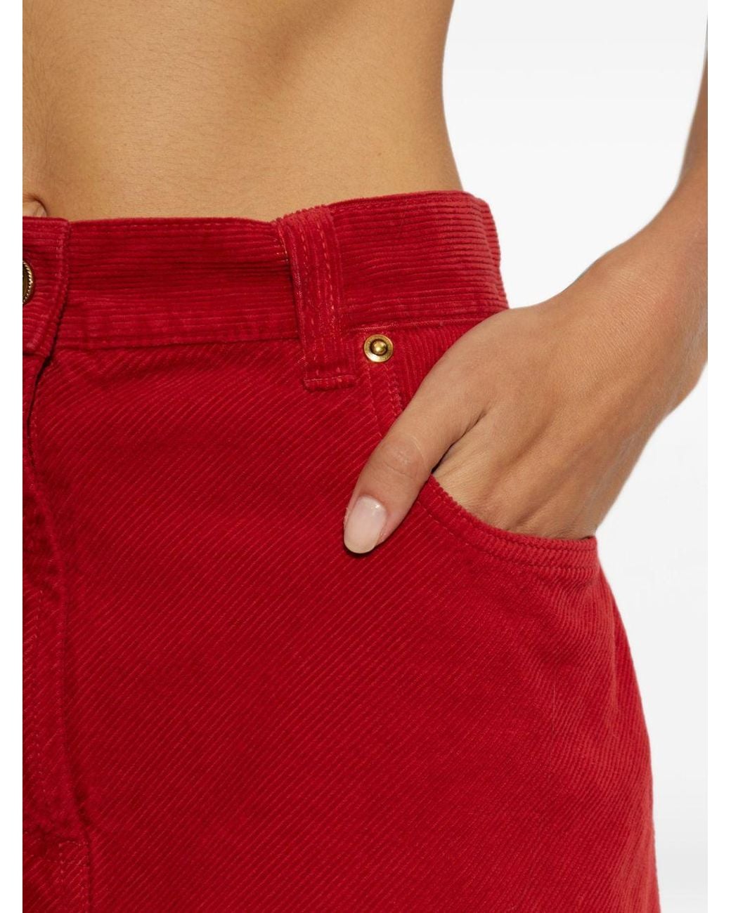 Versace Red Velvet Cotton Skirt