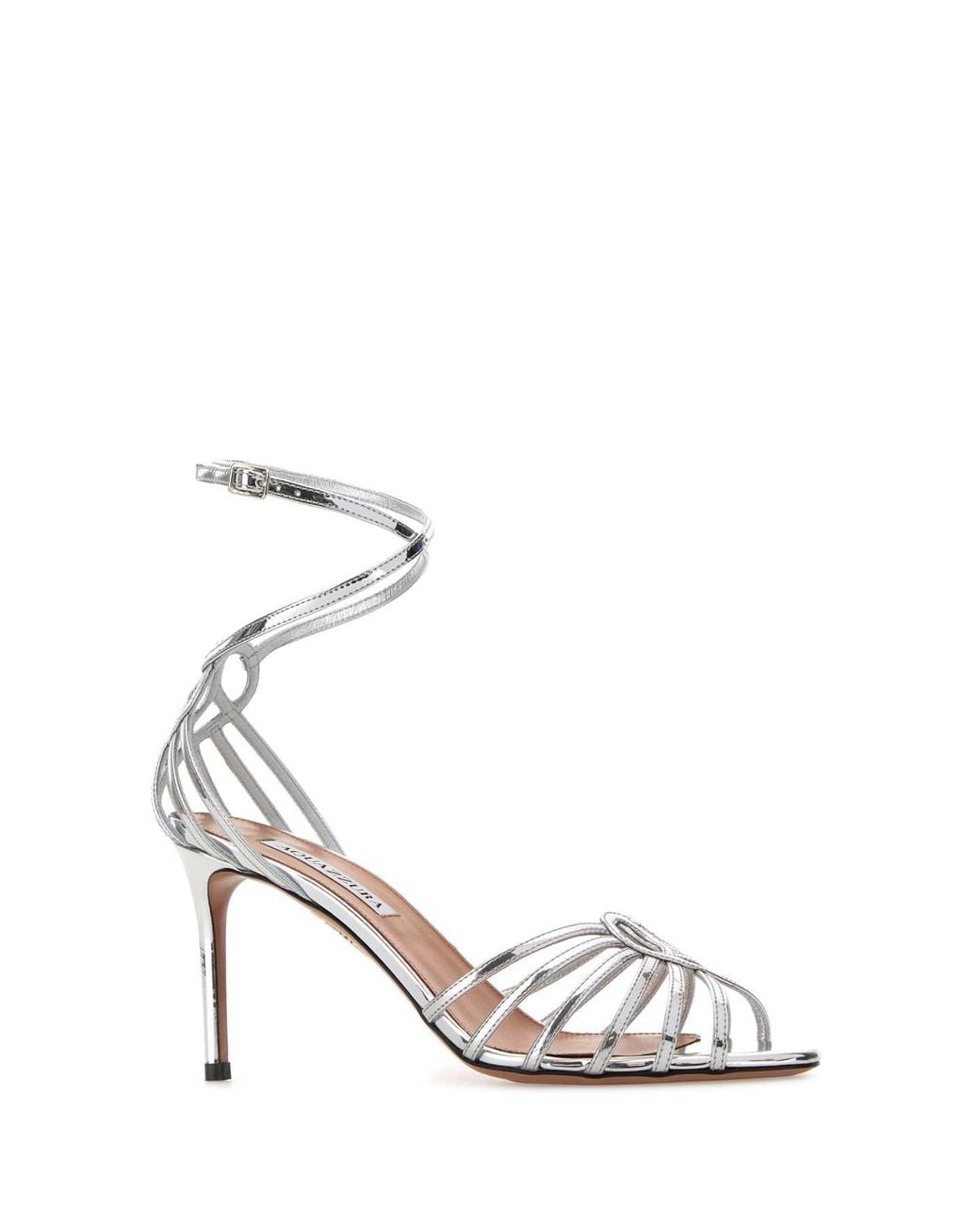 Aquazzura White Ankle Strap Heels