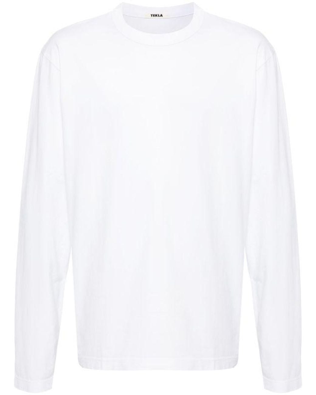 Tekla White Sleeping T Shirt Long Sleeved