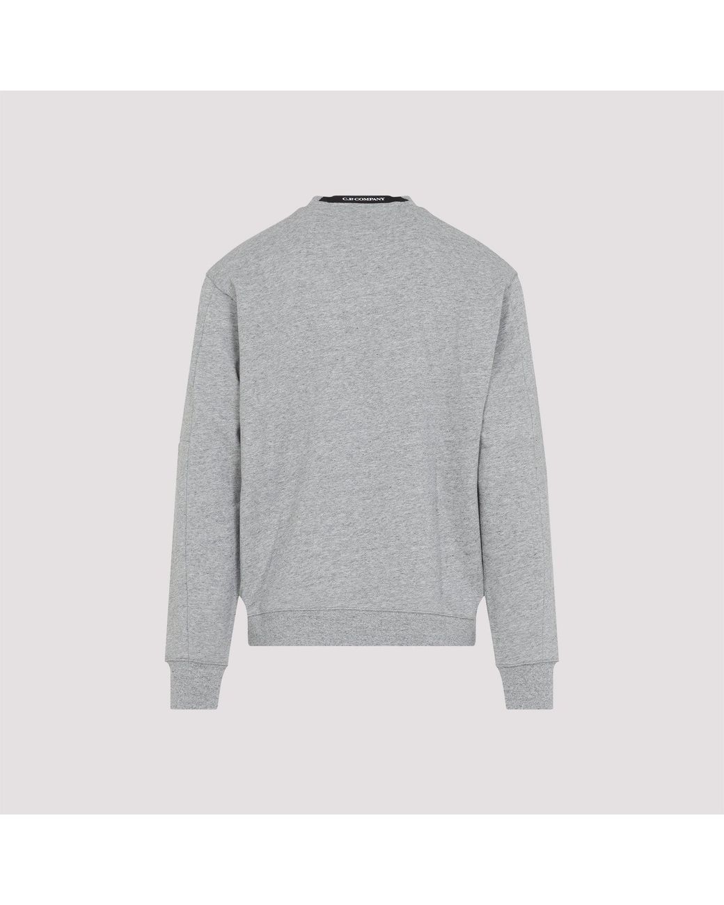 C P Company Gray C.P.Company Diagonal Raised Fleece Crewneck Lens Sweatshirt for men