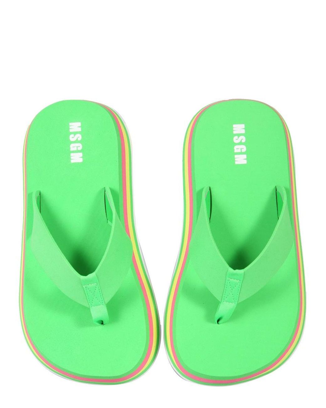 MSGM Green Striped Slippers