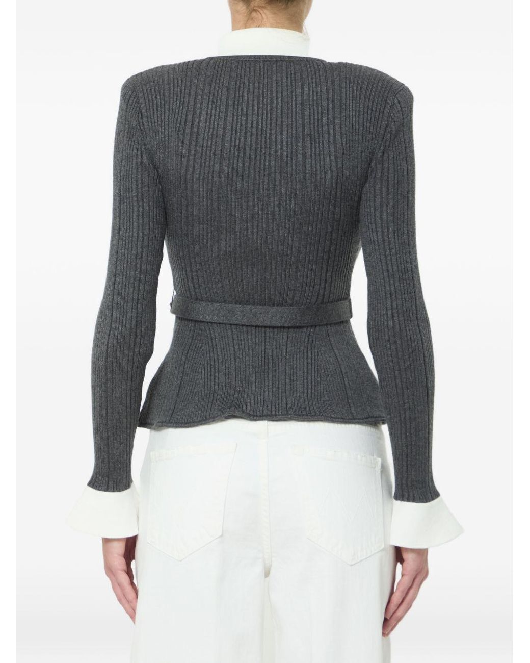 Self-Portrait Black Ribbed Knit Cardigan