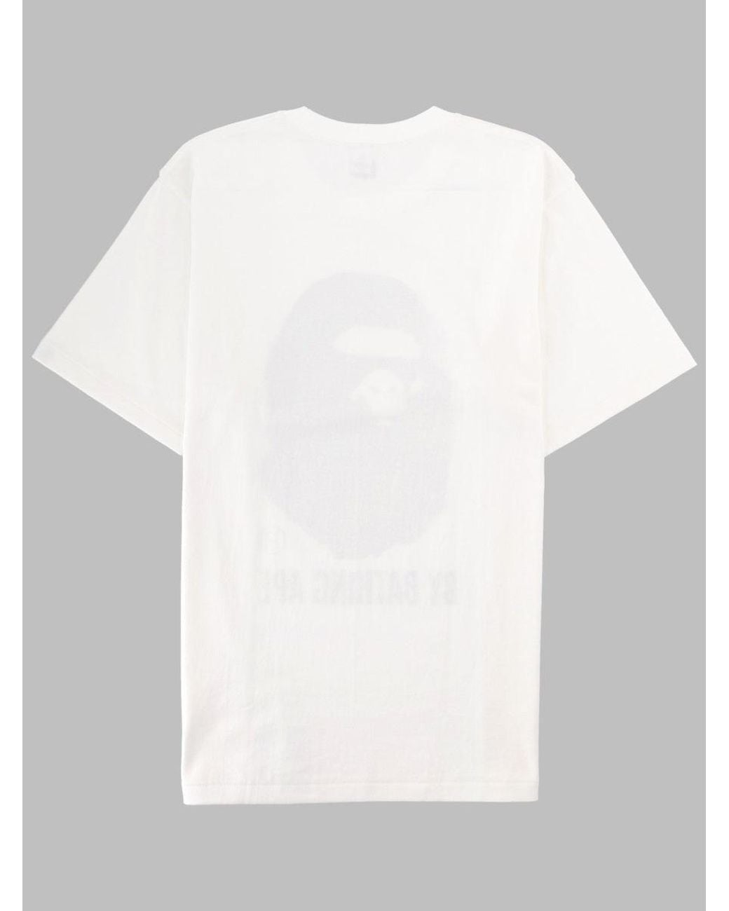 A Bathing Ape White T Shirt Con Stampa