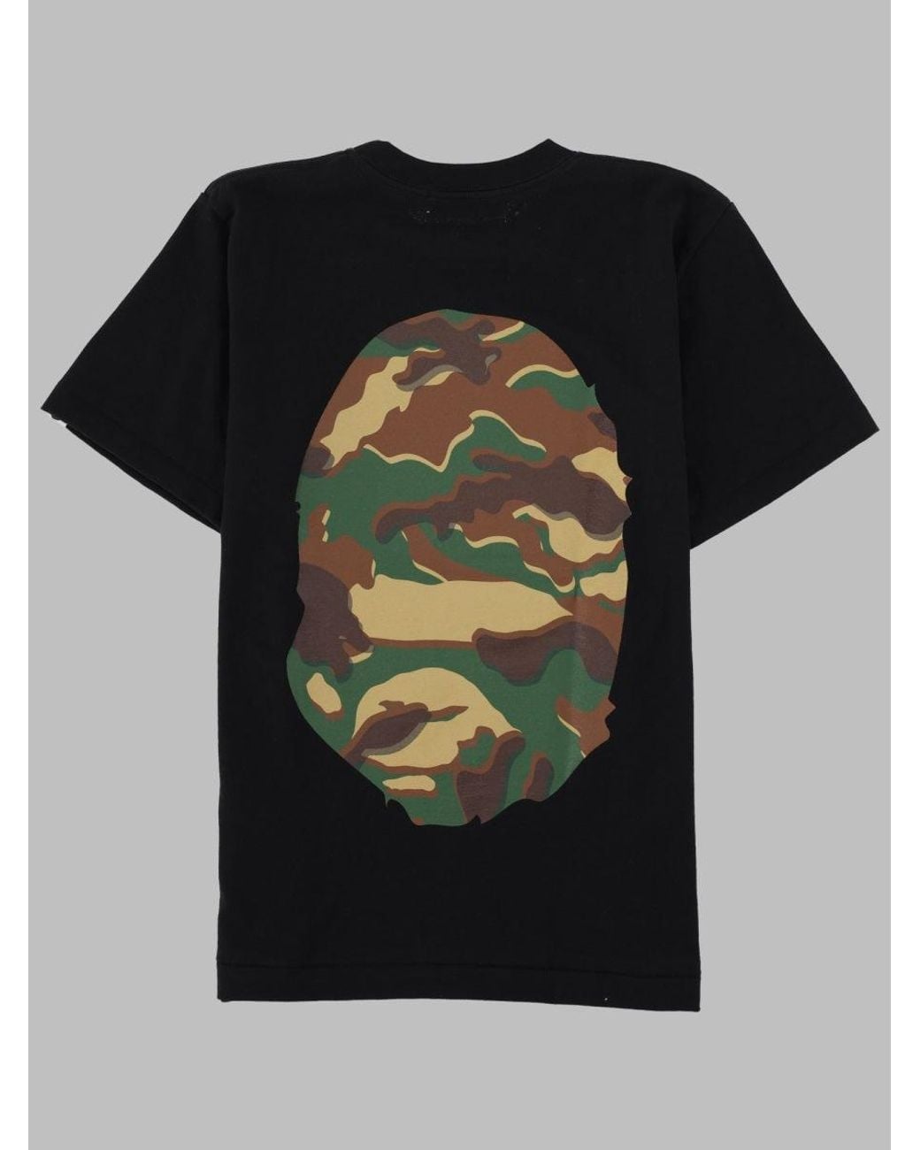 A Bathing Ape Black T Shirt Con Logo "Big Ape" E Stampa Mimetica